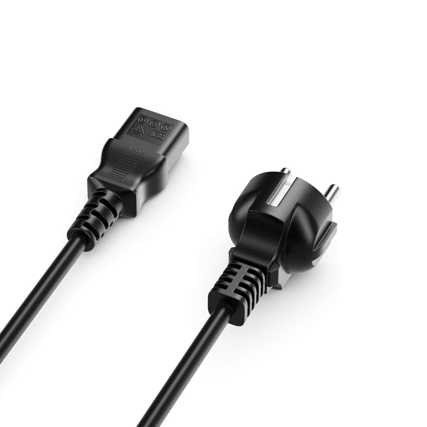 Purelink-IQ-NK1000-010S-Netzkabel-1m-Schutzkontakt-Stecker-gerade-auf-IEC-Buchse-C13-gerade