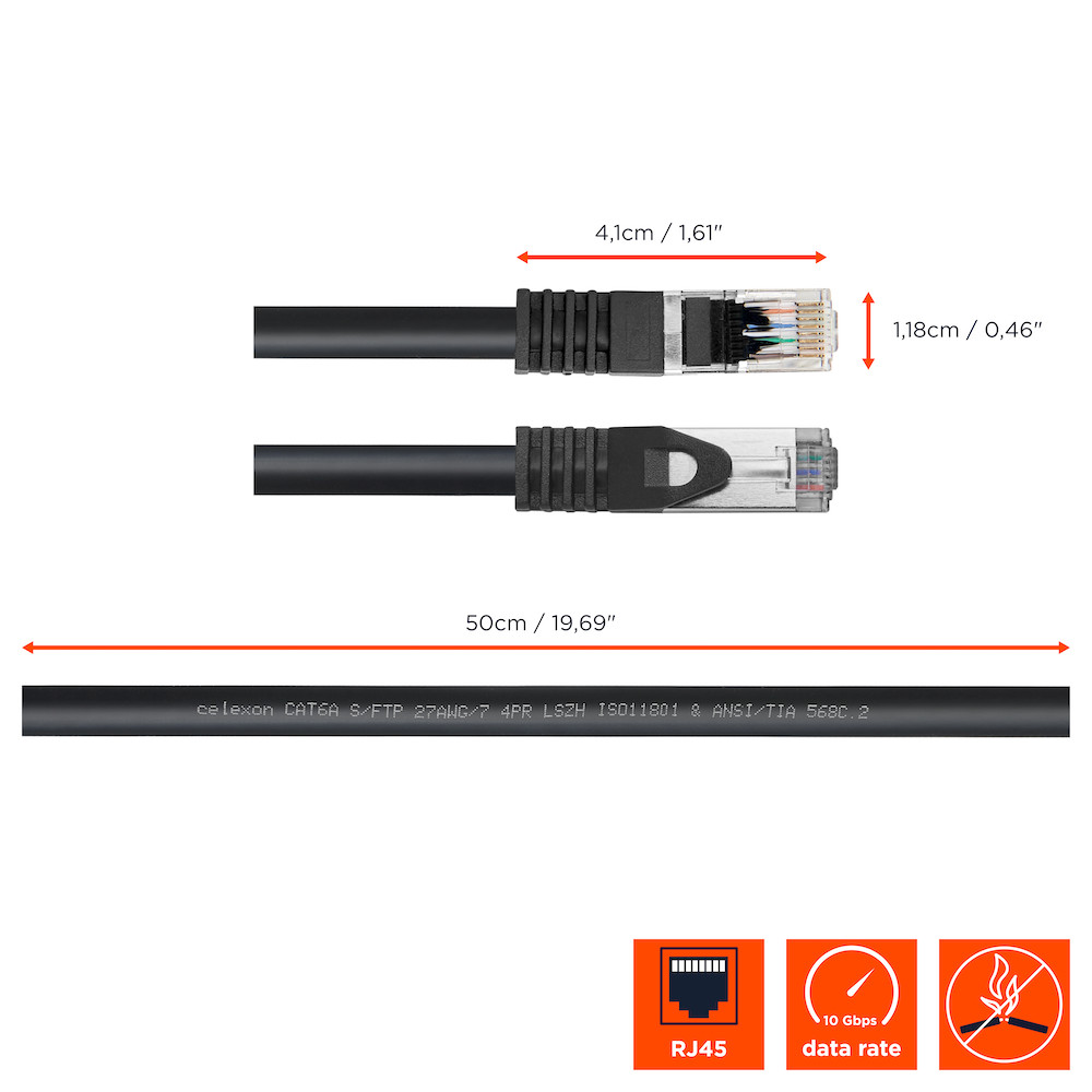 celexon-CAT-6A-Patchkabel-S-FTP-0-5m-Zwart