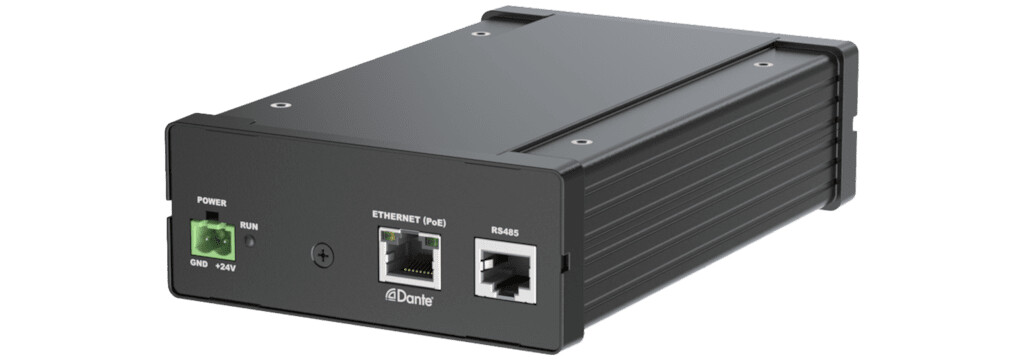 Audac-AMP203-Mini-Stereoverstarker-2x30W-4Ohm-bruckbar-Stereo-Line-Out-DSP-DANTE-Interface-RS485-TCP-IP-POE-S-Box