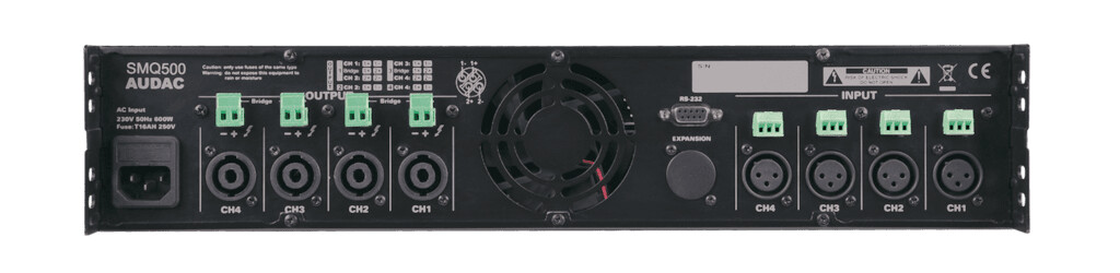 Audac-SMQ500-Class-D-Verstarker-WaveDynamicsTM-DSP-4x500W-4Ohm-bruckbar-LCD-Display-USB-RS232-19-2HE