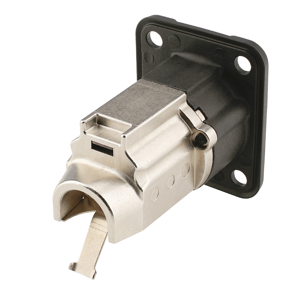 Neutrik-NE8FDX-Y6-B-RJ45-CAT-6A-8-pol-Metall-Schneid-Klemmtechnik-Einbaubuchse-Type-D-schwarz