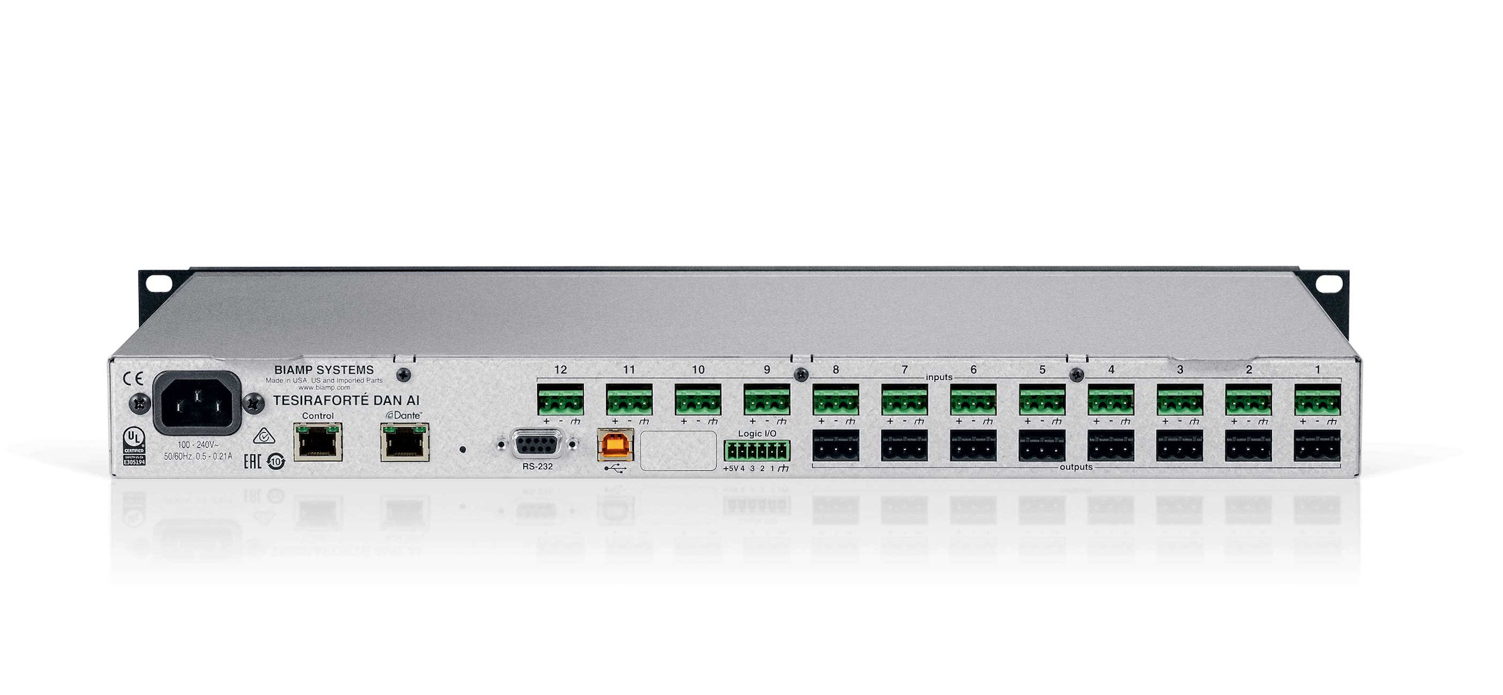 Biamp-TesiraForte-DAN-AI-Digitale-audioserver-12-ingangen-8-uitgangen-USB-2-0-audio-met-32-kanaals-DANTE-interface