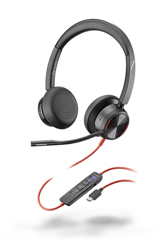 Poly-Blackwire-8225-BW8225-USB-C-Schnurgebundenes-Stereo-Headset-mit-USB-C-mit-flexiblem-Noise-Cancelling-Mikrofon