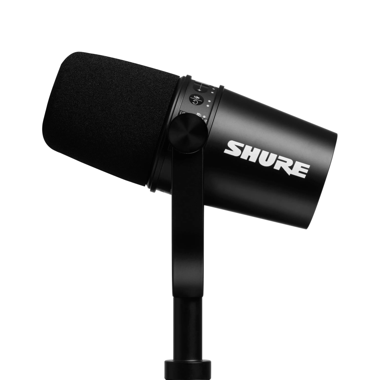 SHURE-MV7-Podcast-KIT-mit-USB-und-XLR-Ausgangen-Farbe-schwarz-inklusive-Manfrotto-Desktop-Stativ-Demoware
