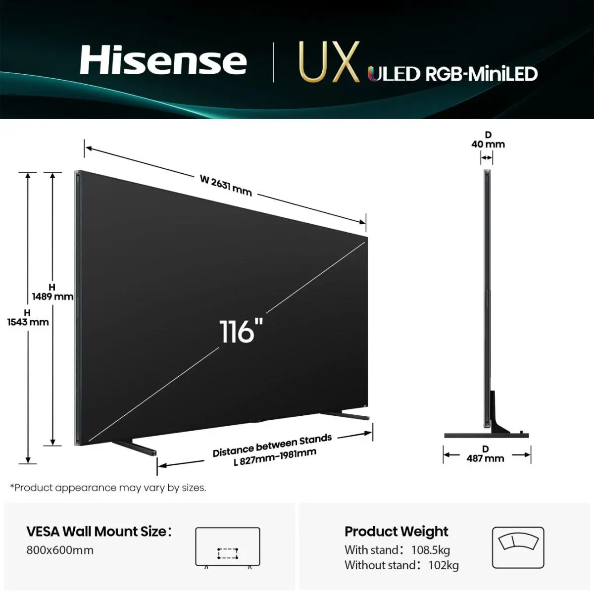 Hisense-116UXQ-116-RGB-MiniLED-Smart-TV-4K-165-Hz