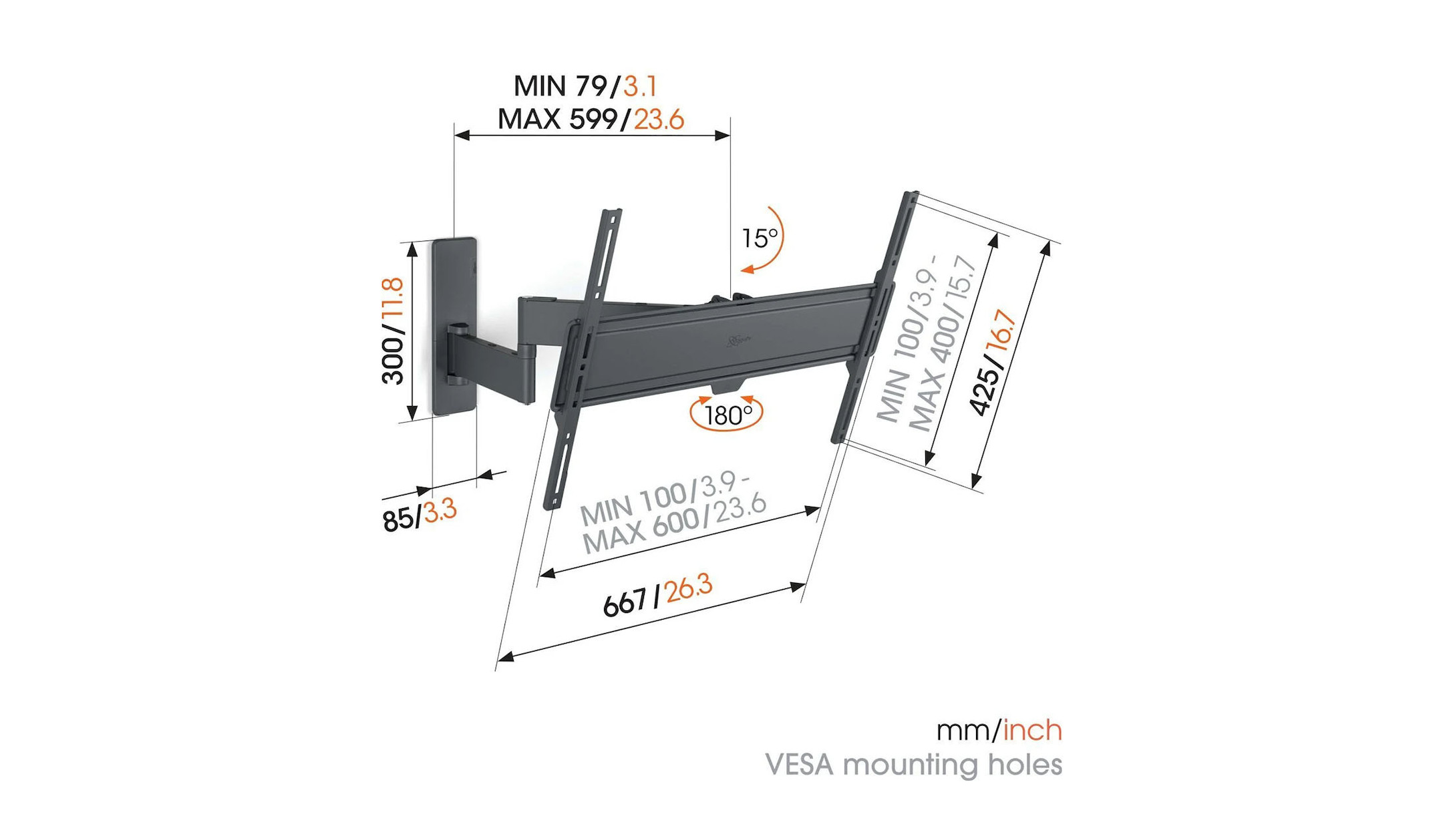 Vogels-TVM-1645-Draaibare-tv-wandbeugel