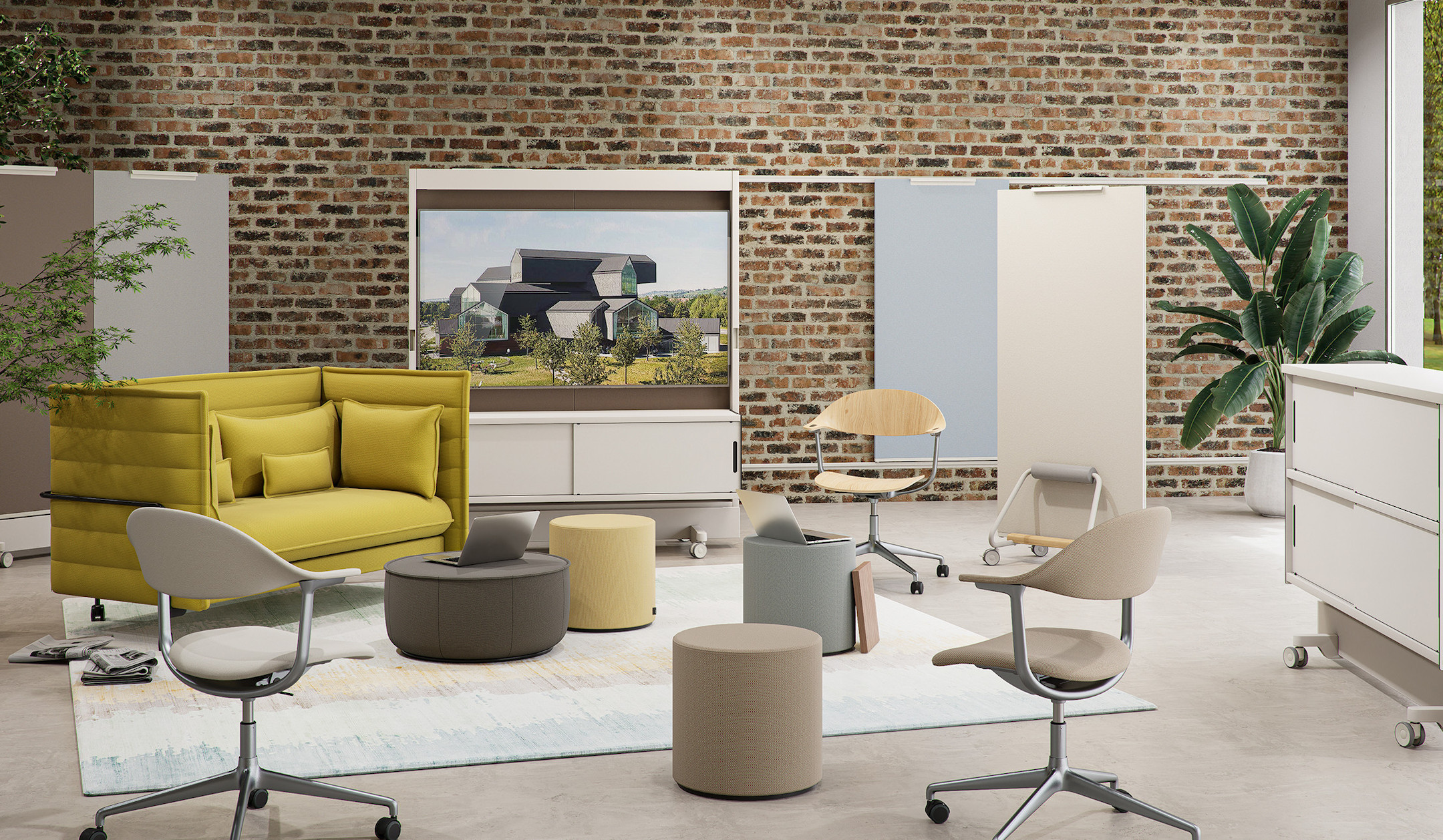 Vitra-Wandschiene-850-mm-in-basic-dark-fur-Stoffpaneele