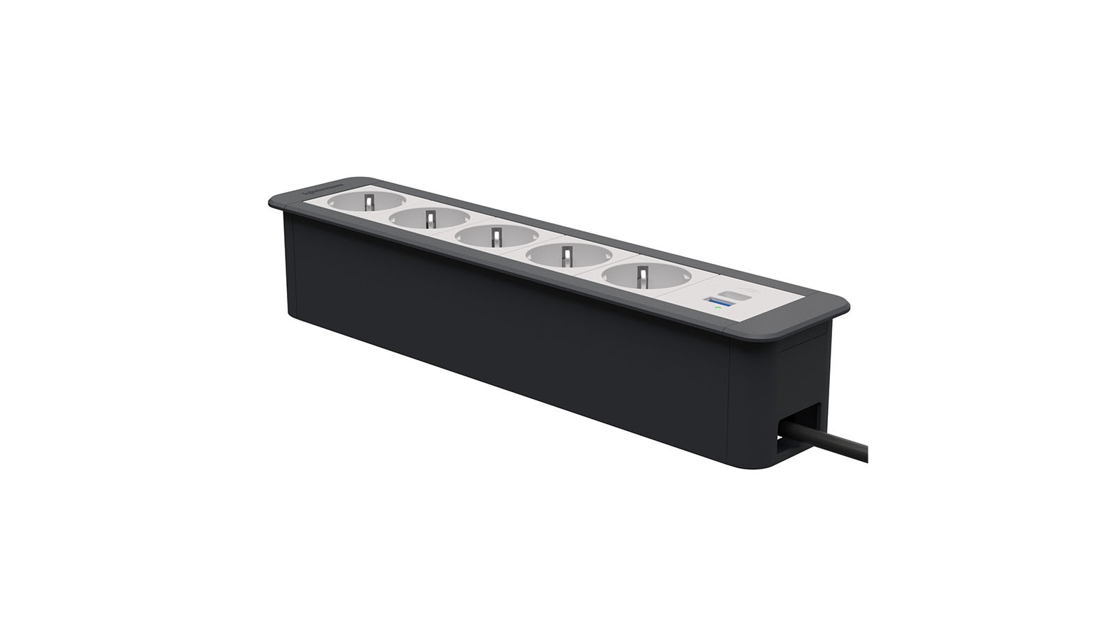 Kindermann-CablePort-Office-frame-6f-5xStr1xUSBPD-Tischanschlussfeld-6-fach-mit-USB-PD