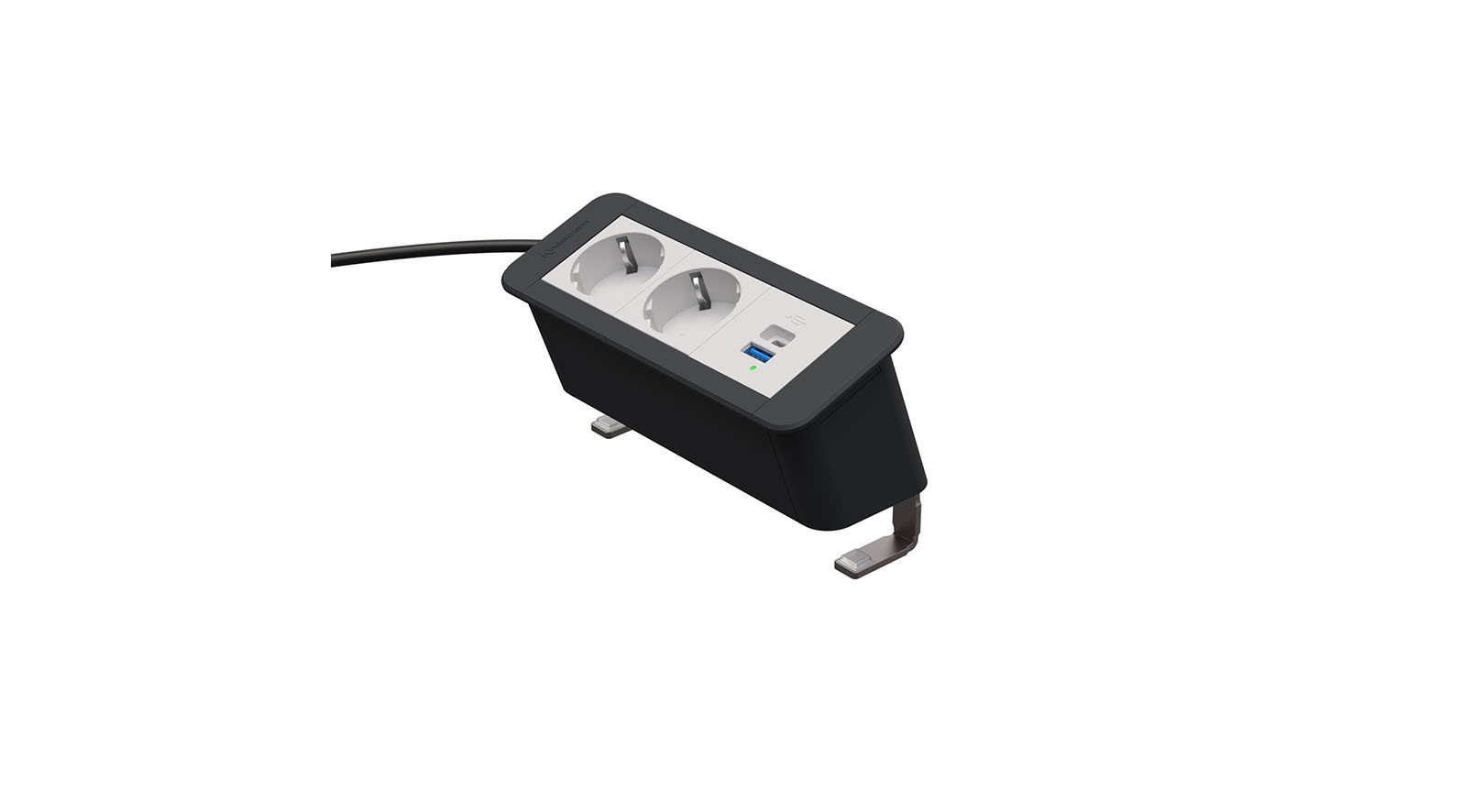 Kindermann-CablePort-Office-desk-3f-2xStr-1xUSBPD-Tischanschlussfeld-3-fach-mit-USB-PD