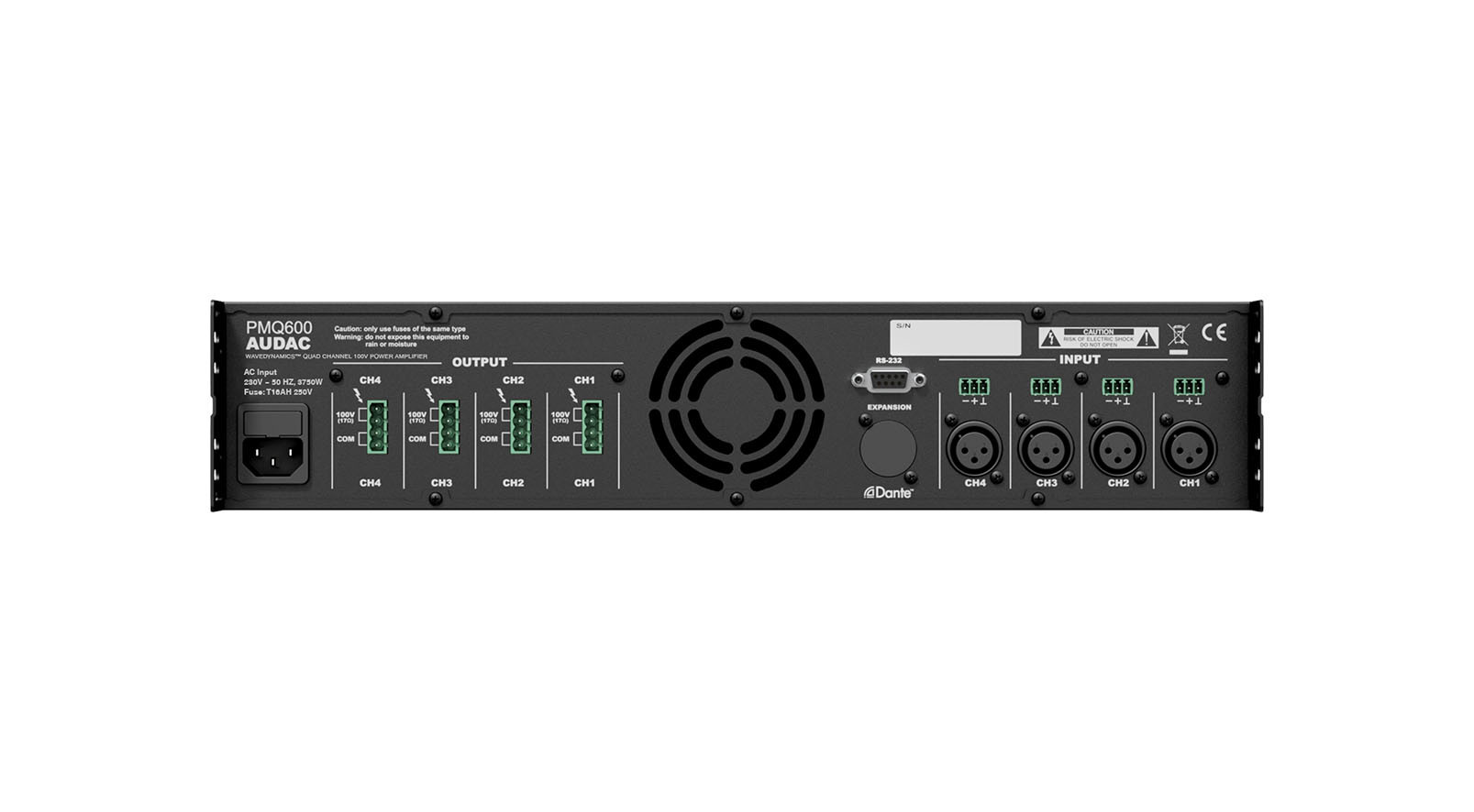 Audac-PMQ600-WaveDynamics-Vierkanal-Leistungsverstarker-70-100-V