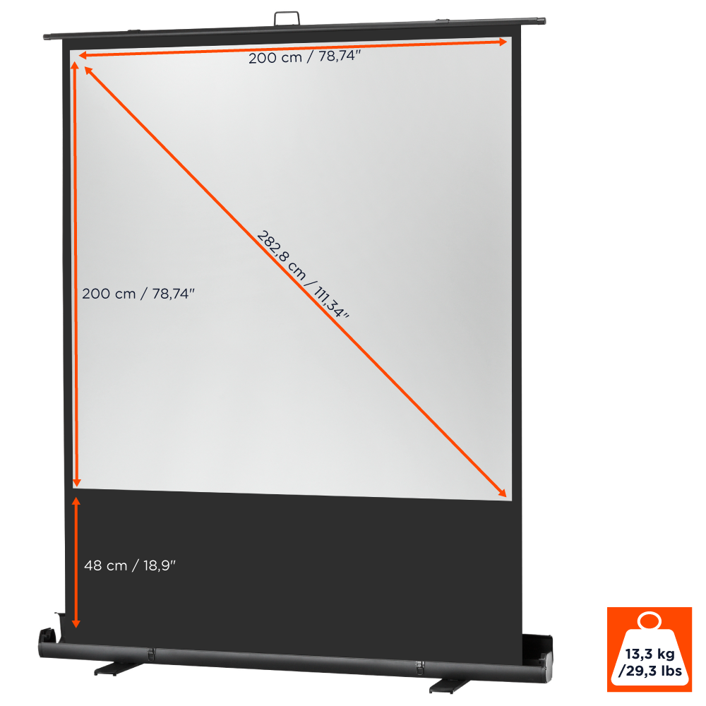 Écran De Projection Portable Celexon Ultramobile Plus 200x200 Cm - Toile PVC 8K/Full HD, Déploiement Rapide