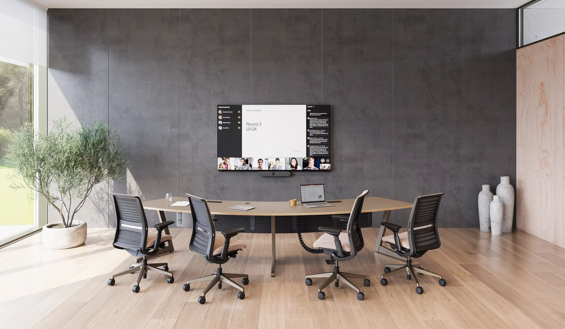 Steelcase-OcularTM-ARC4-Front-Row-Konferenztisch-fur-4-Personen-ideal-fur-hybride-Videokonferenzen