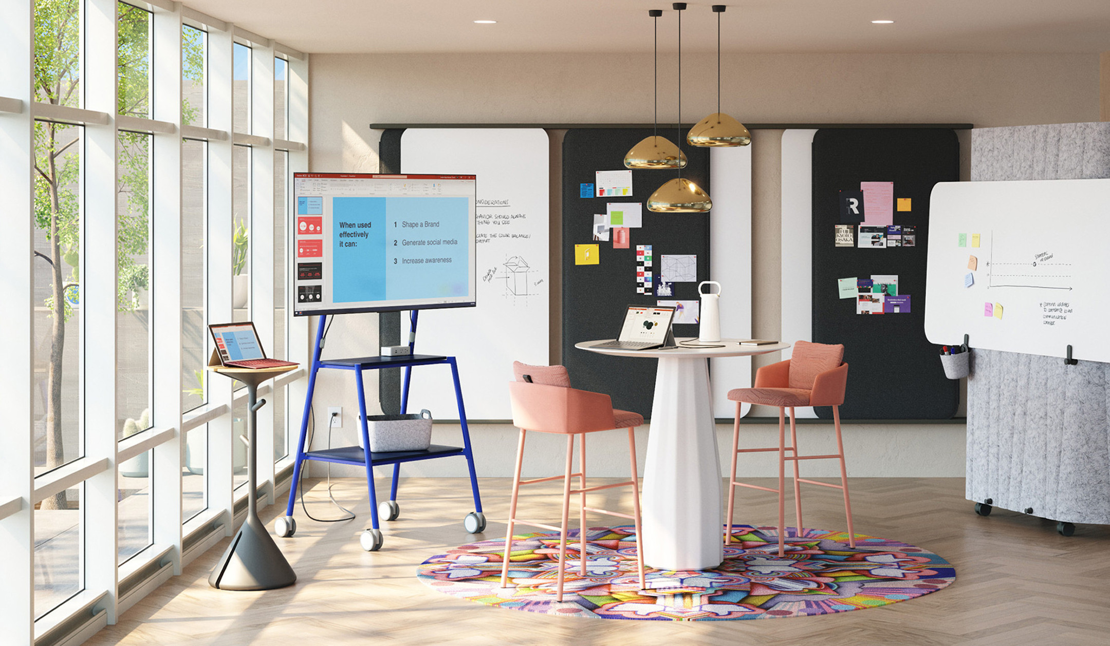 Steelcase-Flex-Media-Wagen-mit-Rollen-und-Kabelmanagement-fur-Displays-bis-65-Zoll-in-Meetingraumen