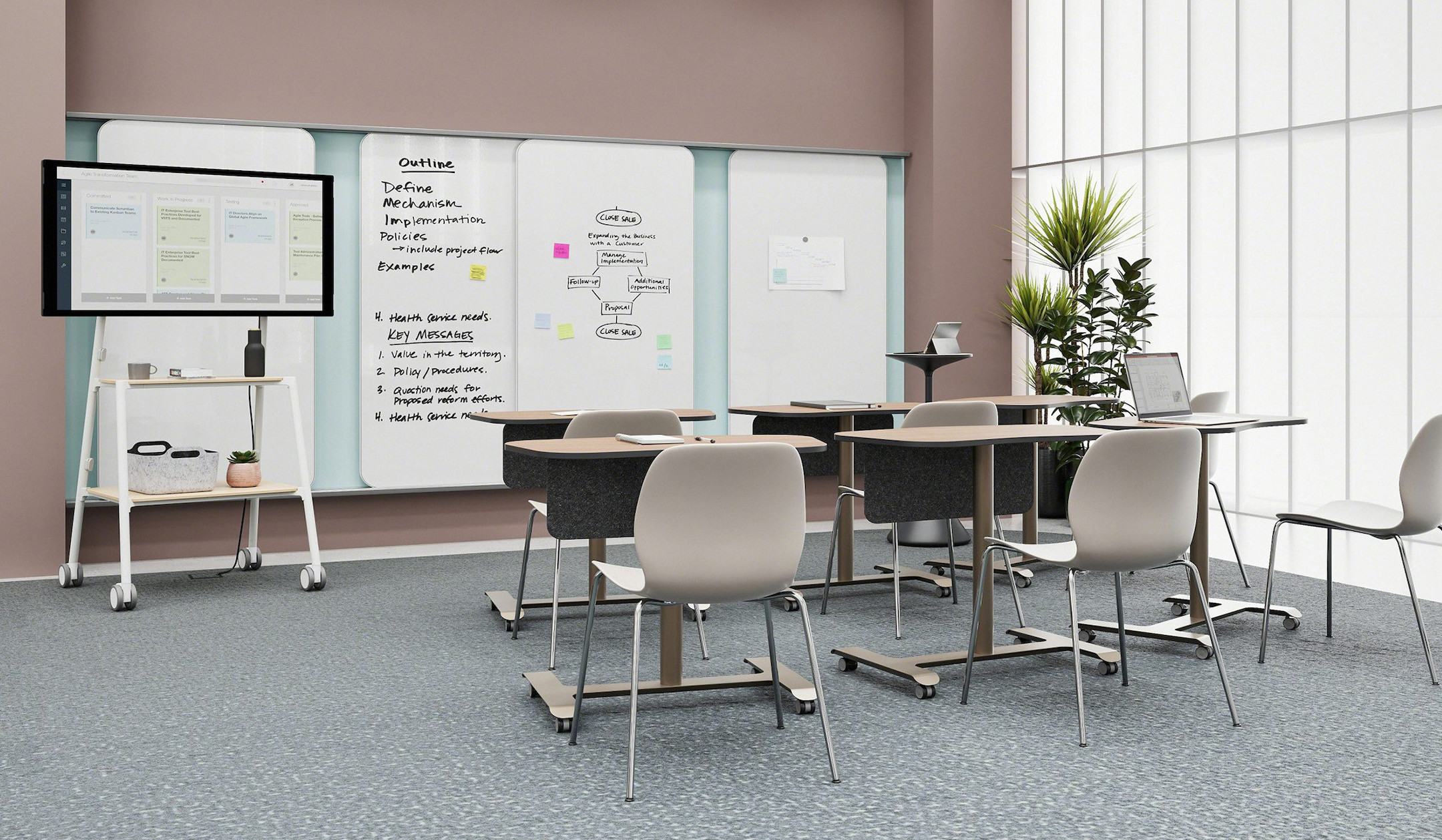 Steelcase-Flex-Einzeltisch-in-Chevron-Form-schafft-Mobilitat-und-organische-Dynamik-in-hybriden-Buros