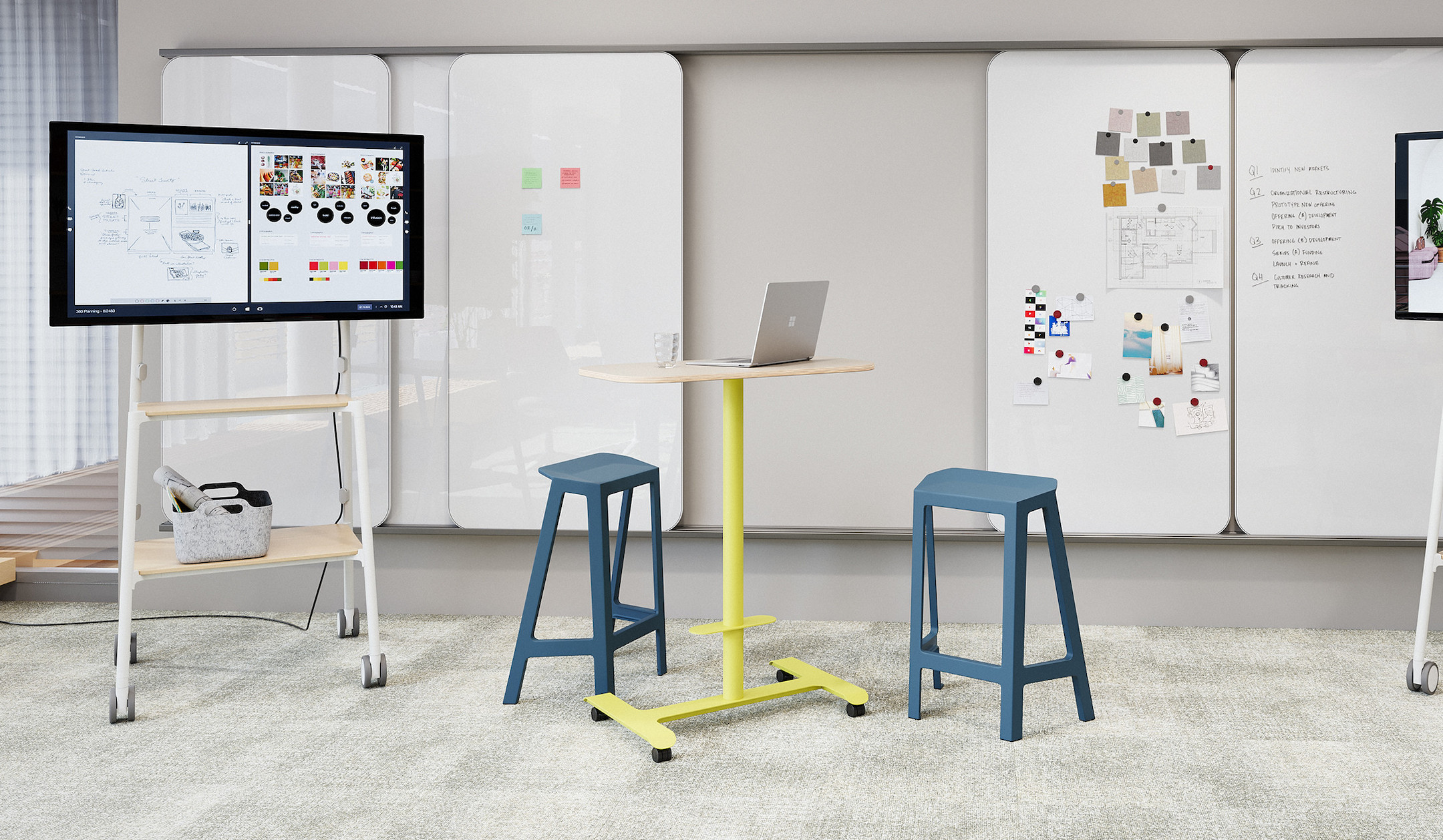 Steelcase-Flex-Chevron-Einzeltisch-in-Stehhohe-mit-Fussstutze-fur-dynamische-Meetings