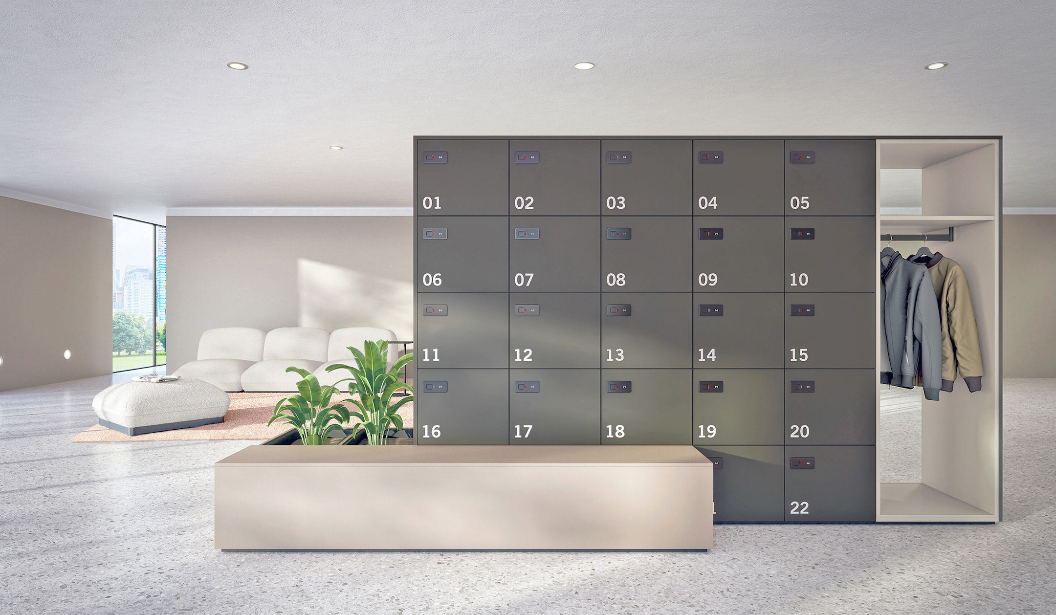 Bene LOCKER_S Büroschließfach für Ordnung in offenen Arbeitsbereichen Bene-LOCKER-S-Buroschliessfach-fur-Ordnung-in-offenen-Arbeitsbereichen