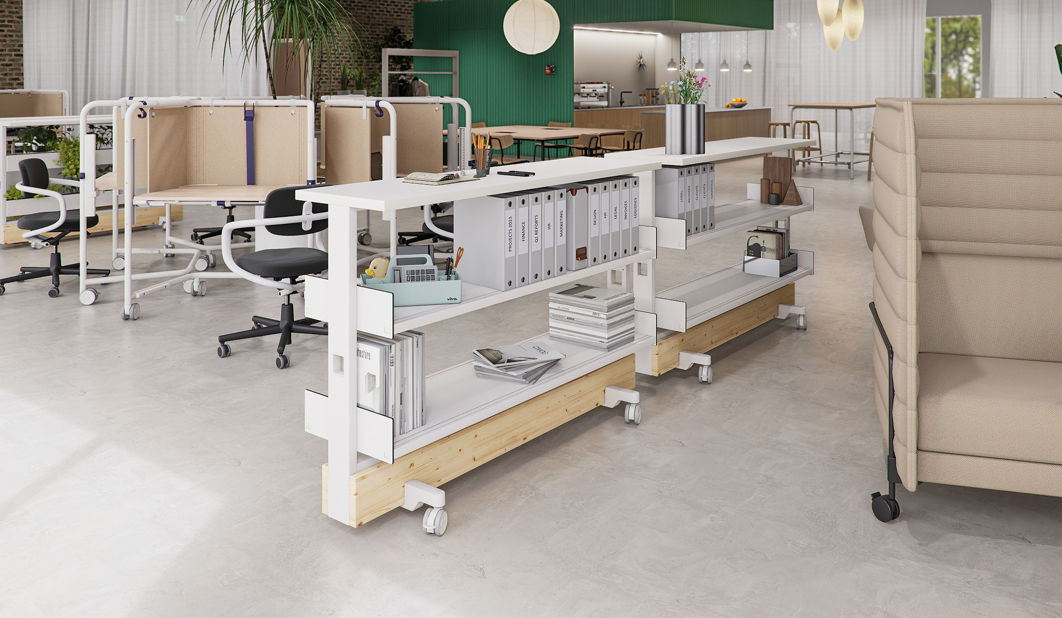 Vitra Dancing Station mobiler Raumtrenner, Entsorgungsstation, Schrank und Schreibtisch für eine flexible Raumgestaltung Vitra-Dancing-Station-mobiler-Raumtrenner-Entsorgungsstation-Schrank-und-Schreibtisch-fur-eine-flexible-Raumgestaltung