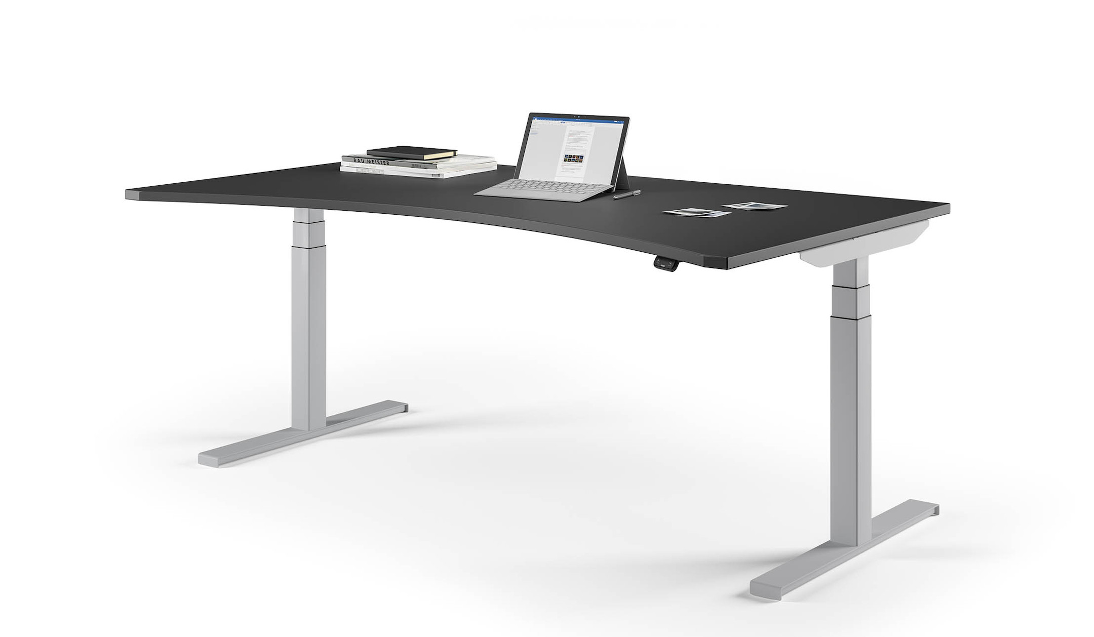 ASSMANN-Tensos-Stehschreibtisch-elektrisch-verstellbare-Arbeitsflache-in-CP-Form