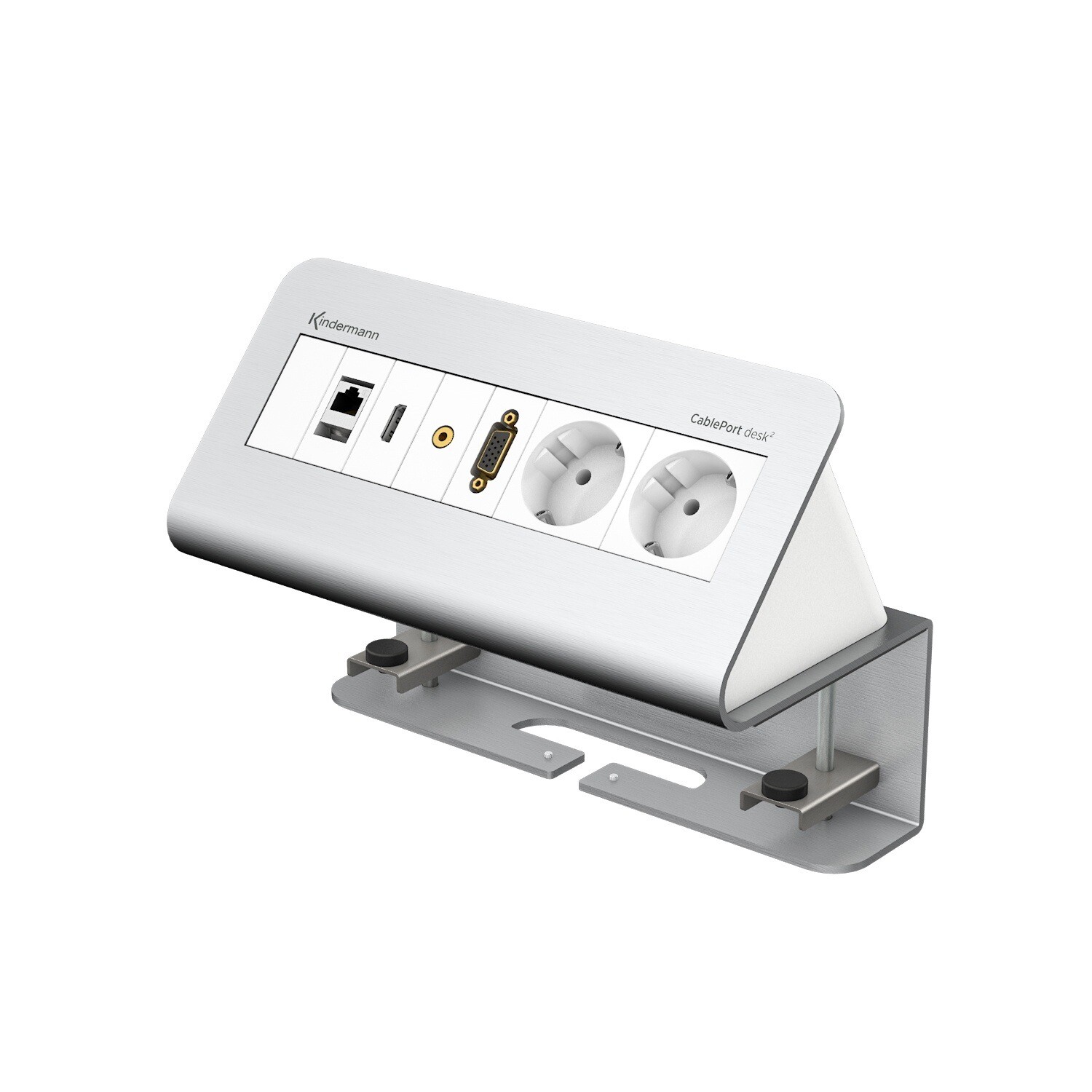 Kindermann-CablePort-desk2-4-fach-konfektioniert-Weiss