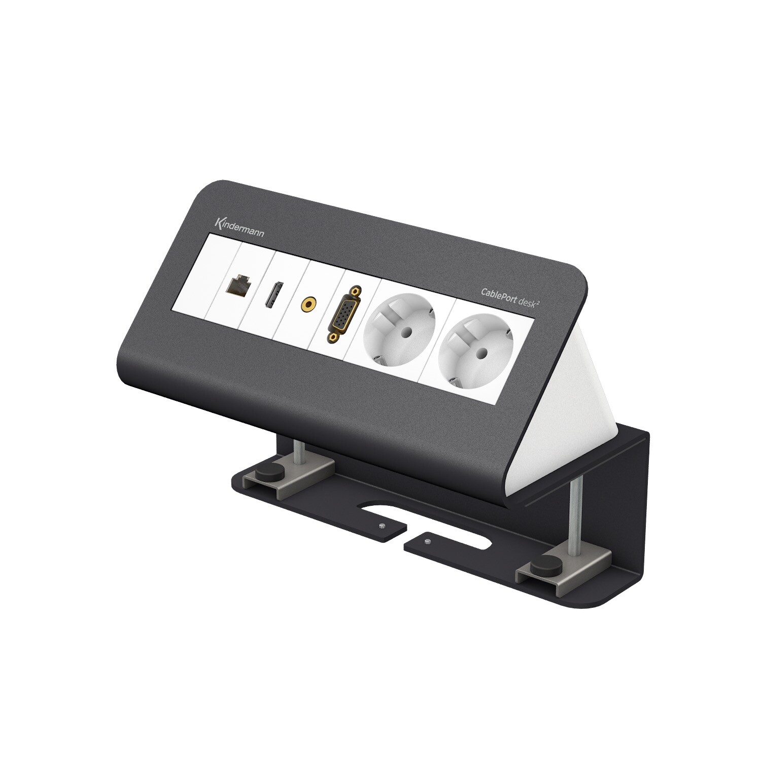 Kindermann-CablePort-desk2-4-fach-konfektioniert-Grau