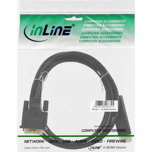 INLINE DisplayPort zu DVI Konverter Kabel, InLine®, schwarz, 5m