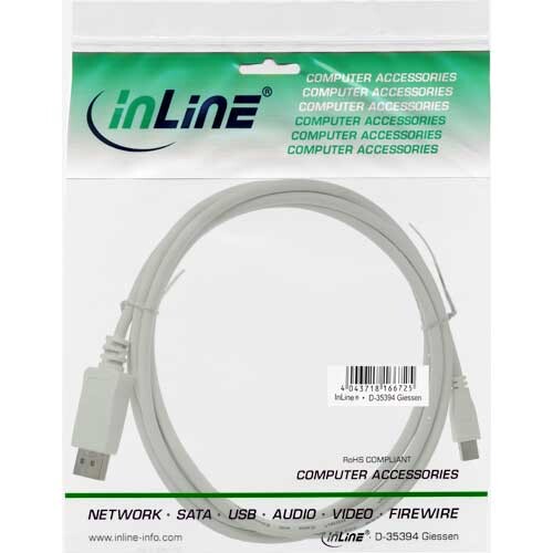 InLine-Mini-DisplayPort-OUT-naar-DisplayPort-IN-kabel-wit-1m