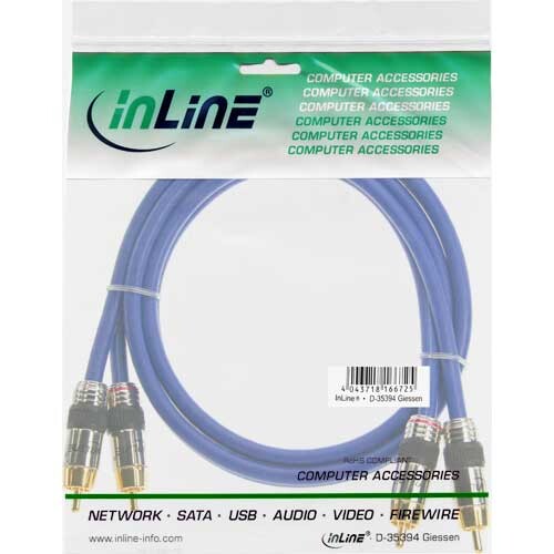 INLINE Cinch Audio Kabel 2x Cinch St/St PREMIUM Qualität 5m