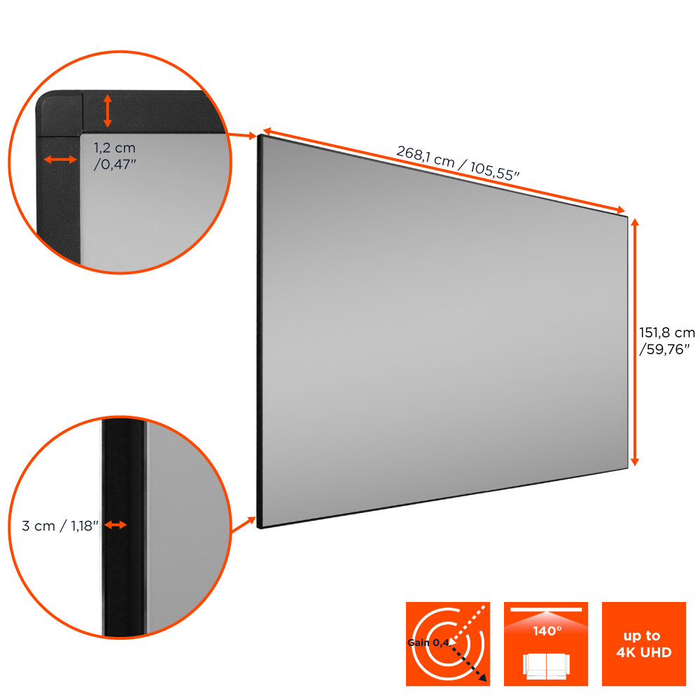 celexon-CLR-HomeCinema-UST-hoogcontrast-frameprojectiescherm-120-265-x-149cm