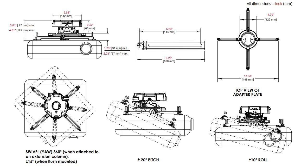 Peerless-PRG-UNV-PRG-precisie-projectorbevestiging-met-Spider-R-universele-adapterplaat
