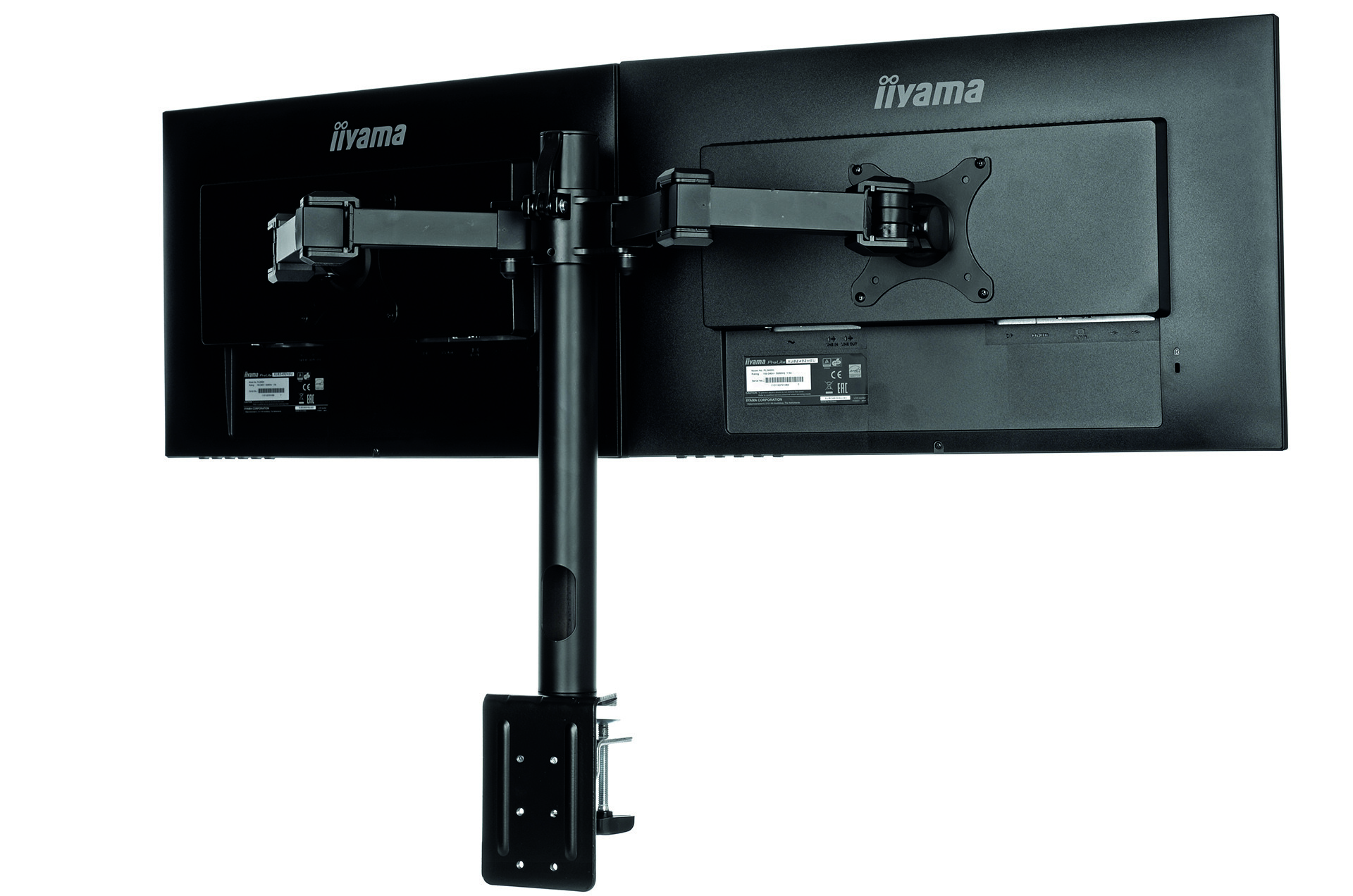 IIYAMA DS1002C-B1 Dual-Monitor Klemmhalterung fuer Displays von 10-30Zoll VESA 75 x 75 mm oder 100 x
