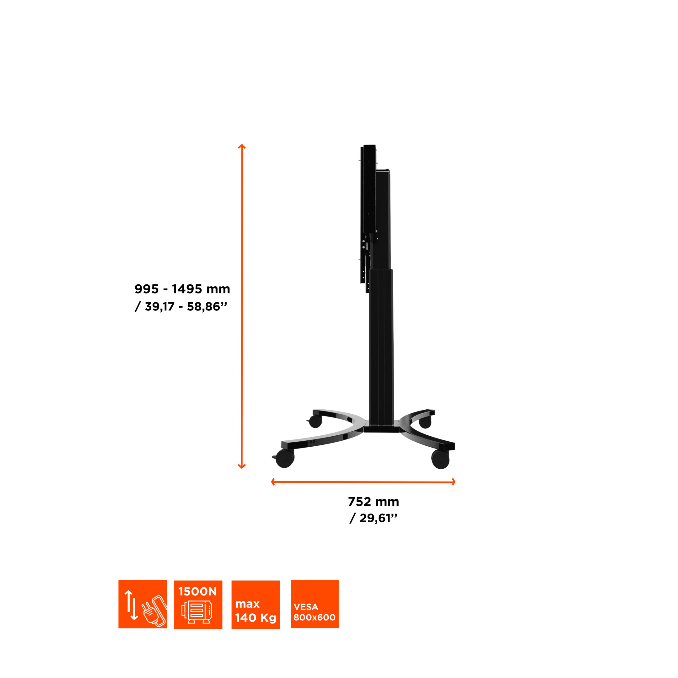 Celexon-Expert-elektrisch-hoogteverstelbaar-Display-Rolwagen-Adjust-4286MB-50cm-Demo