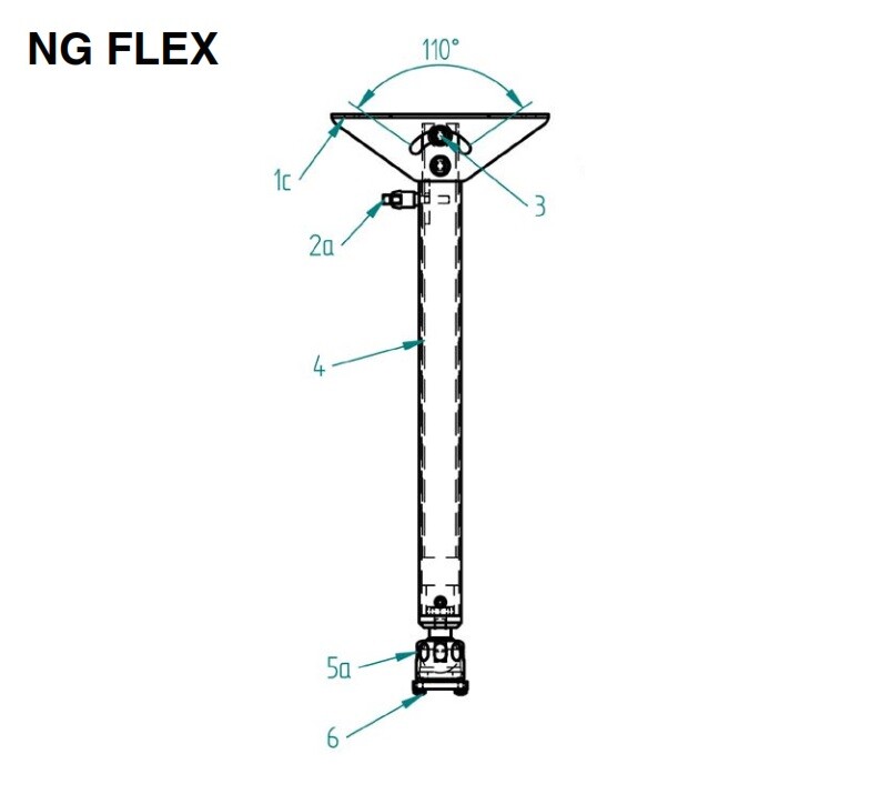 PeTa-plafondbeugel-NG-Flex-40-70cm-met-klembeugel