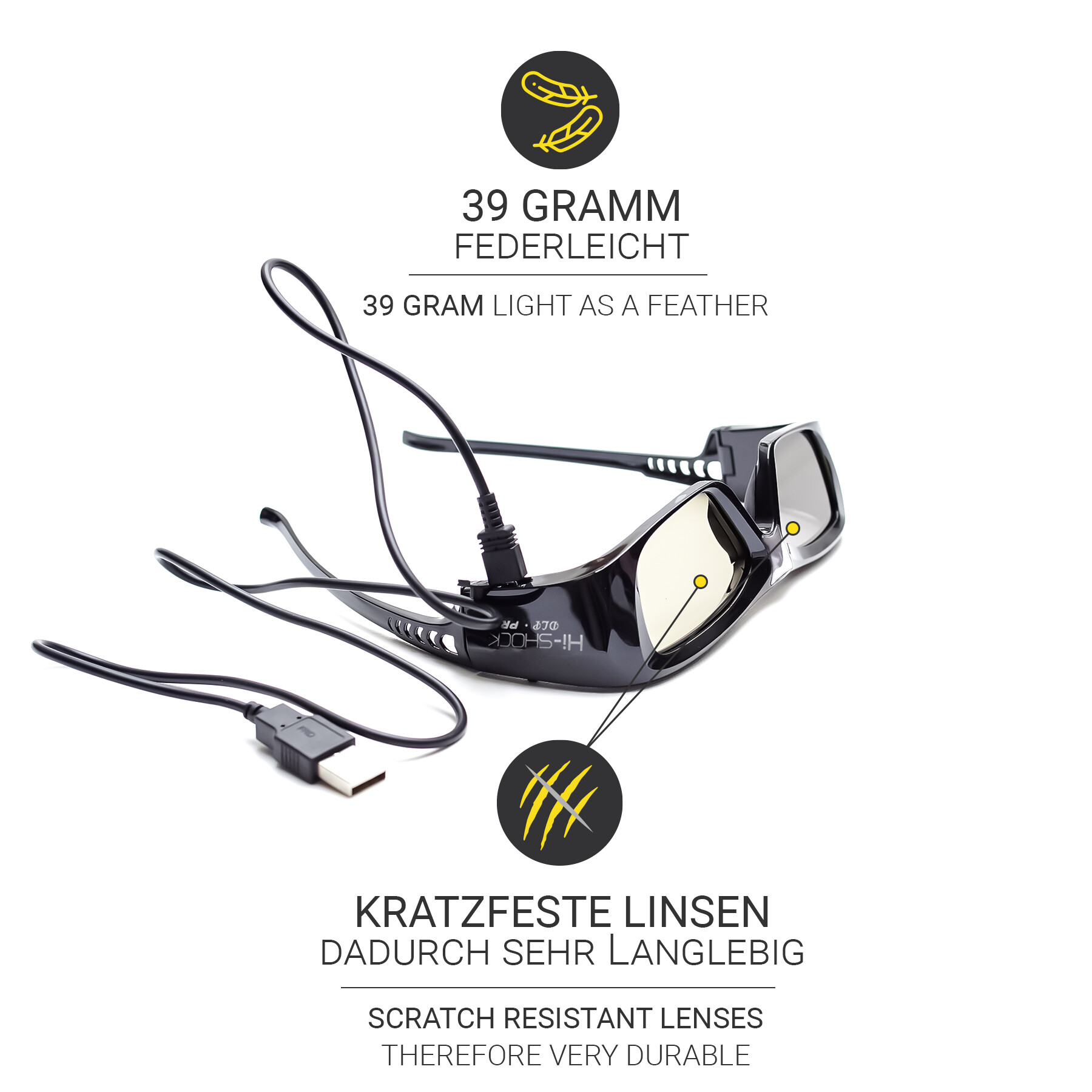 Hi-SHOCK-Pro-7G-Black-Diamond-DLP-Link-3D-Brille-mit-max-Akkukapazitat