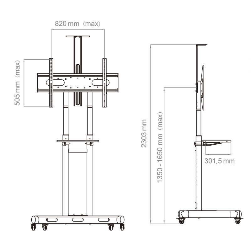 Hagor-HP-Twin-Stand-HD-Standsysteem-keuze-tussen-mobiel-of-stationair-voor-Displays-55-84-max-VESA-800-x-500-mm