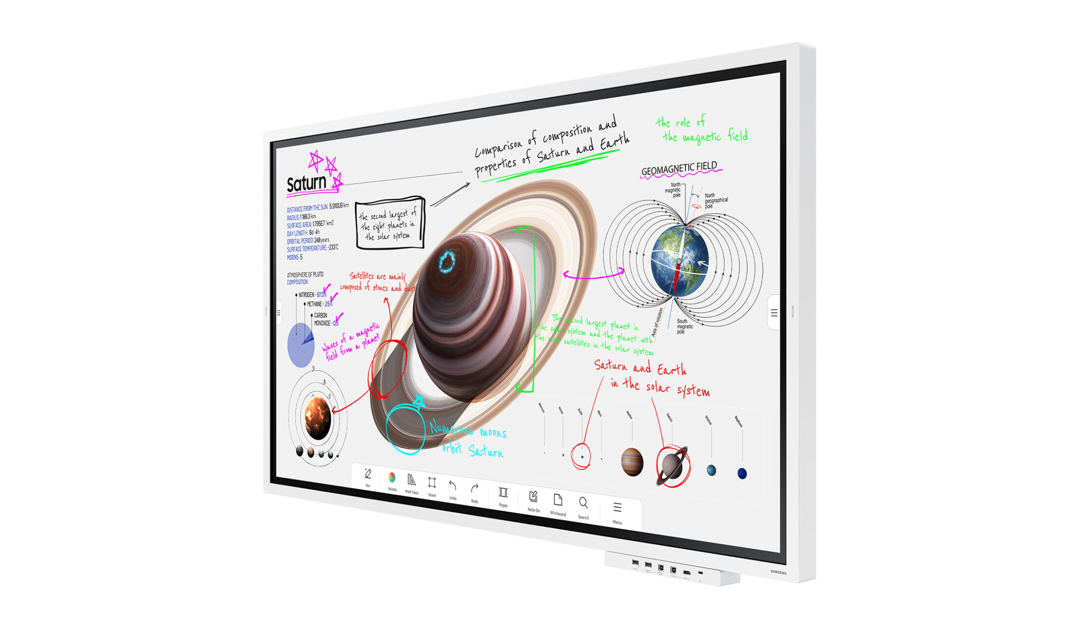 Samsung-Flip-Pro-65-WM65B-mit-Rollwagen-und-Anschlussbox