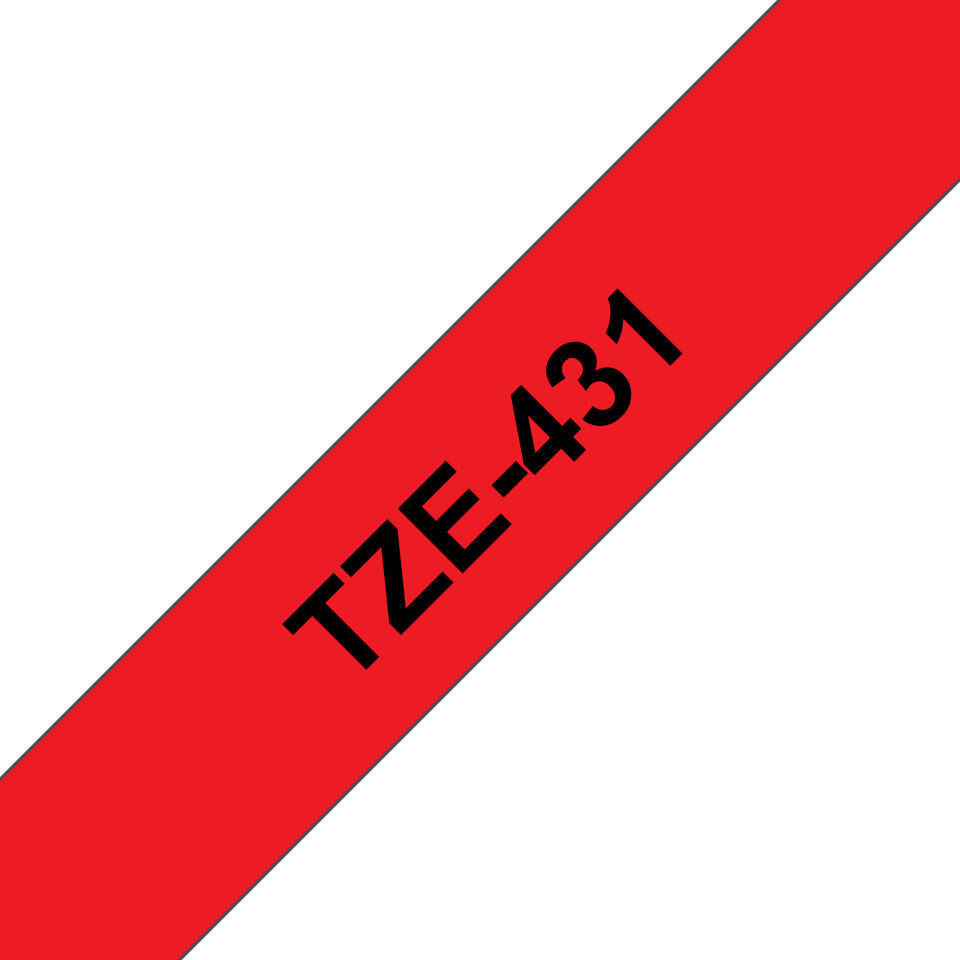 Brother-P-touch-TZe-431-Schriftband-schwarz-auf-rot-12mm-breit-8m-lang