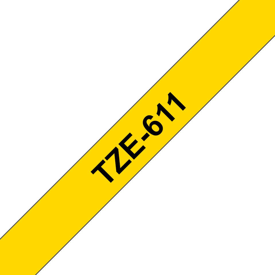 Brother-TZe-611-Schriftband-schwarz-gelb-6mm-8m