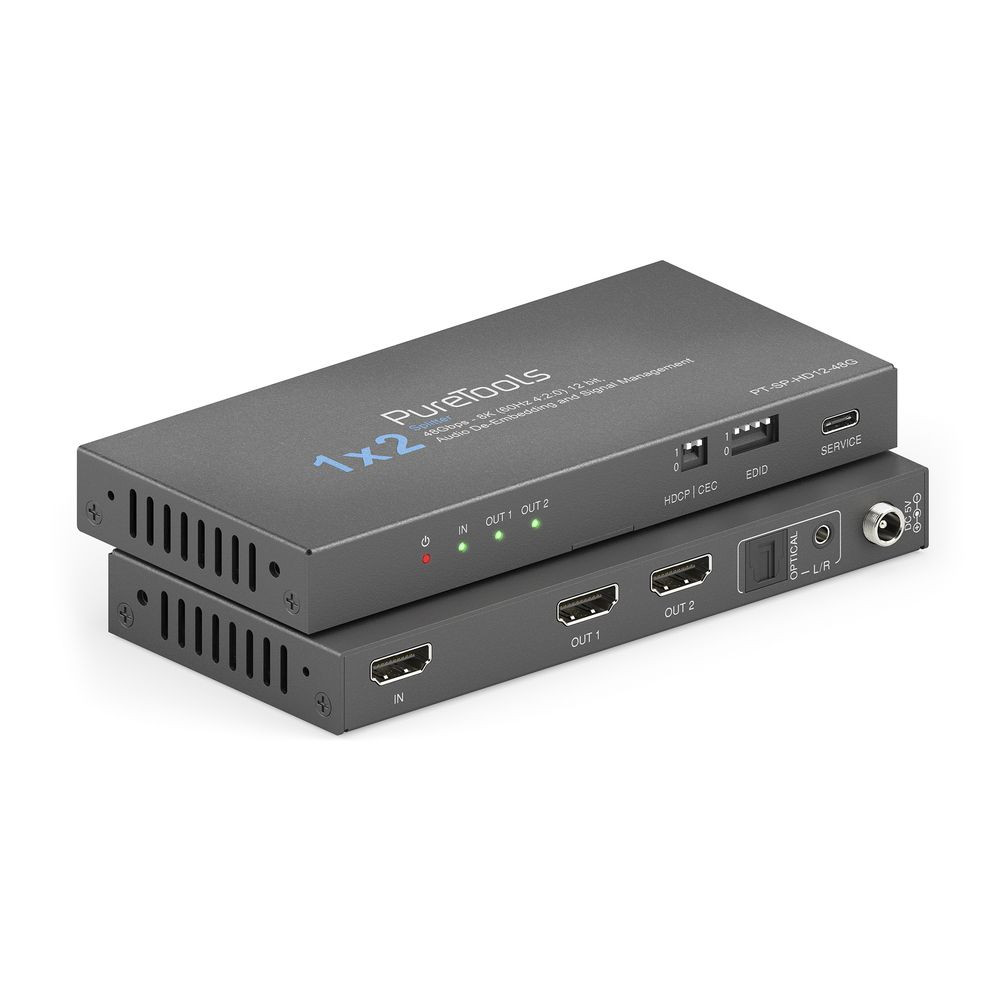 Purelink-PureTools-1x2-HDMI2-1-splitter-48Gbps-8K-60Hz-4-2-0-12-bit-Audio-De-Embedding-en-Signaalbeheer