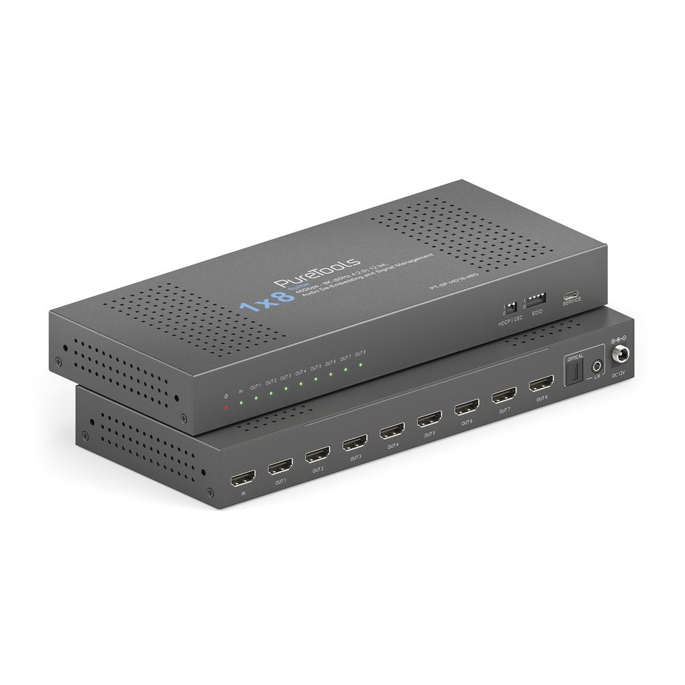 Purelink-PureTools-1x8-HDMI2-1-splitter-48Gbps-8K-60Hz-4-2-0-12-bit-Audio-De-Embedding-en-Signaalbeheer