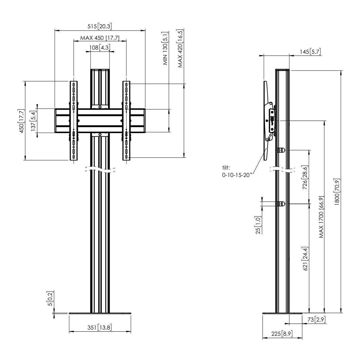 Vogels-FM1844S-vloerstandaard-Maximale-schermgrootte-65-inch