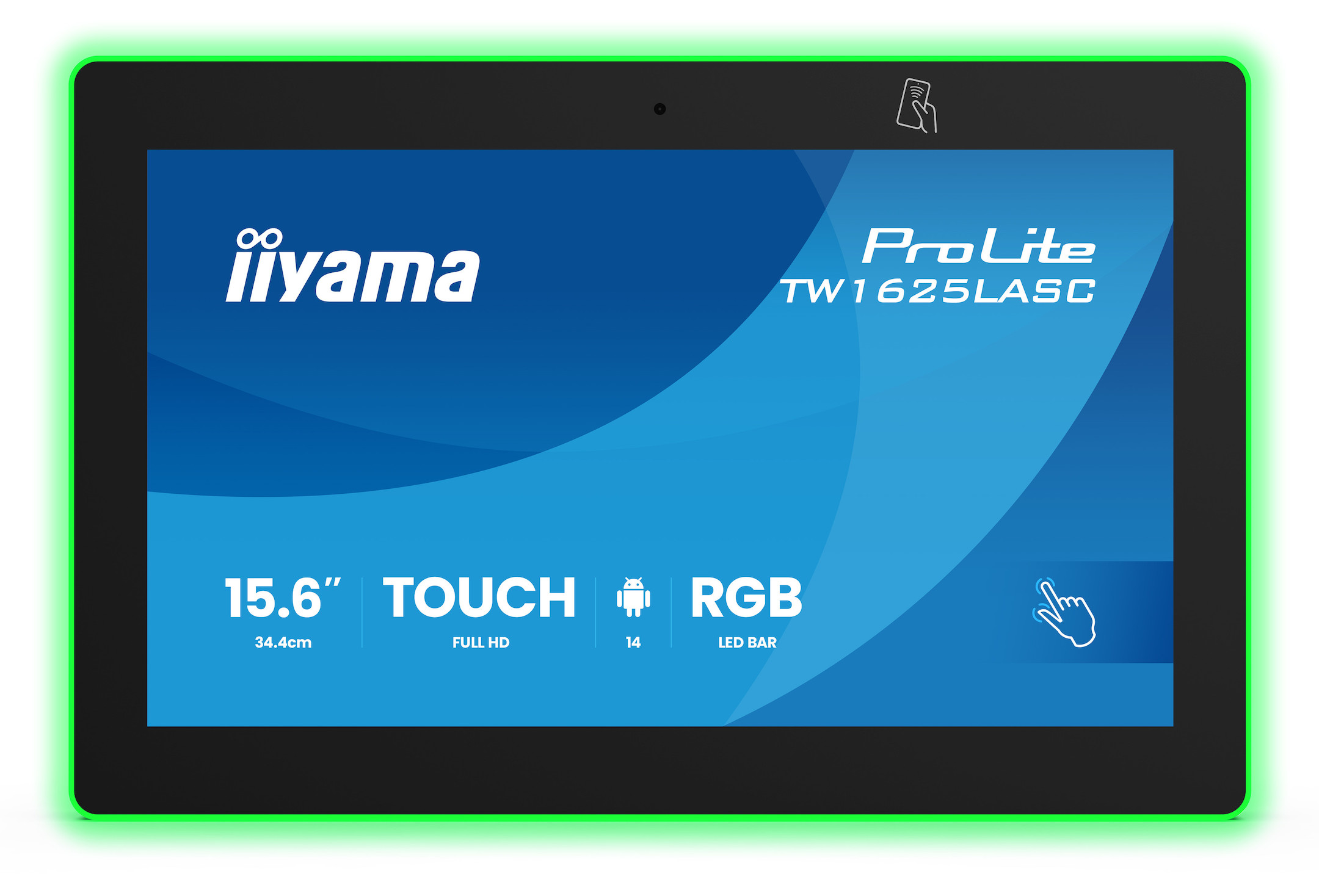 iiyama-TW1625LASC-B3PNR-ProLite-16-PCAP-touchmonitor-met-Android-besturingssysteem-NFC-RFID-lezer-en-een-RGB-ledstrip-rondom-het-scherm