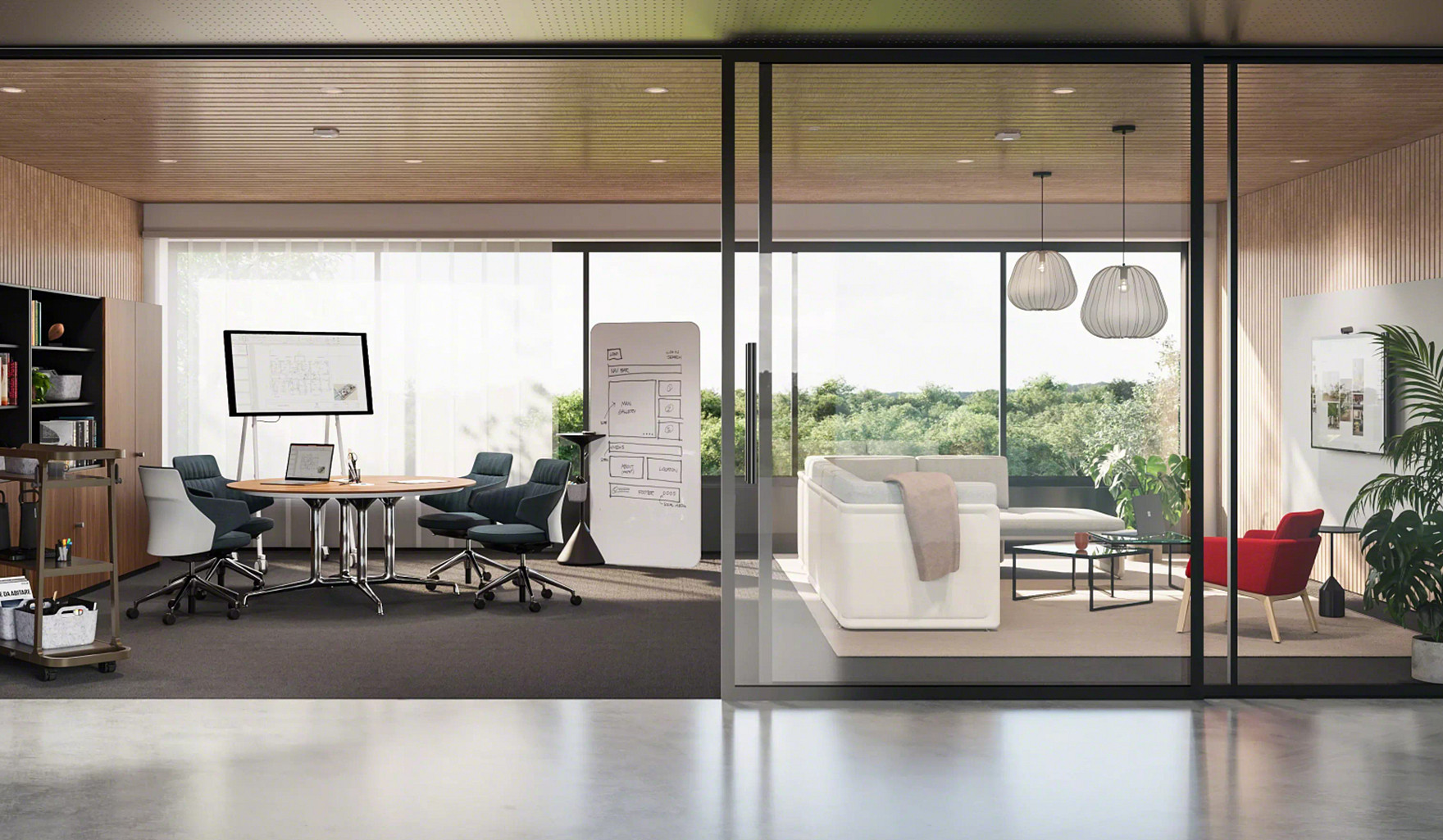 Steelcase-Flex-Whiteboards-4er-Set-beidseitig-beschreibbar-fur-agile-Zusammenarbeit