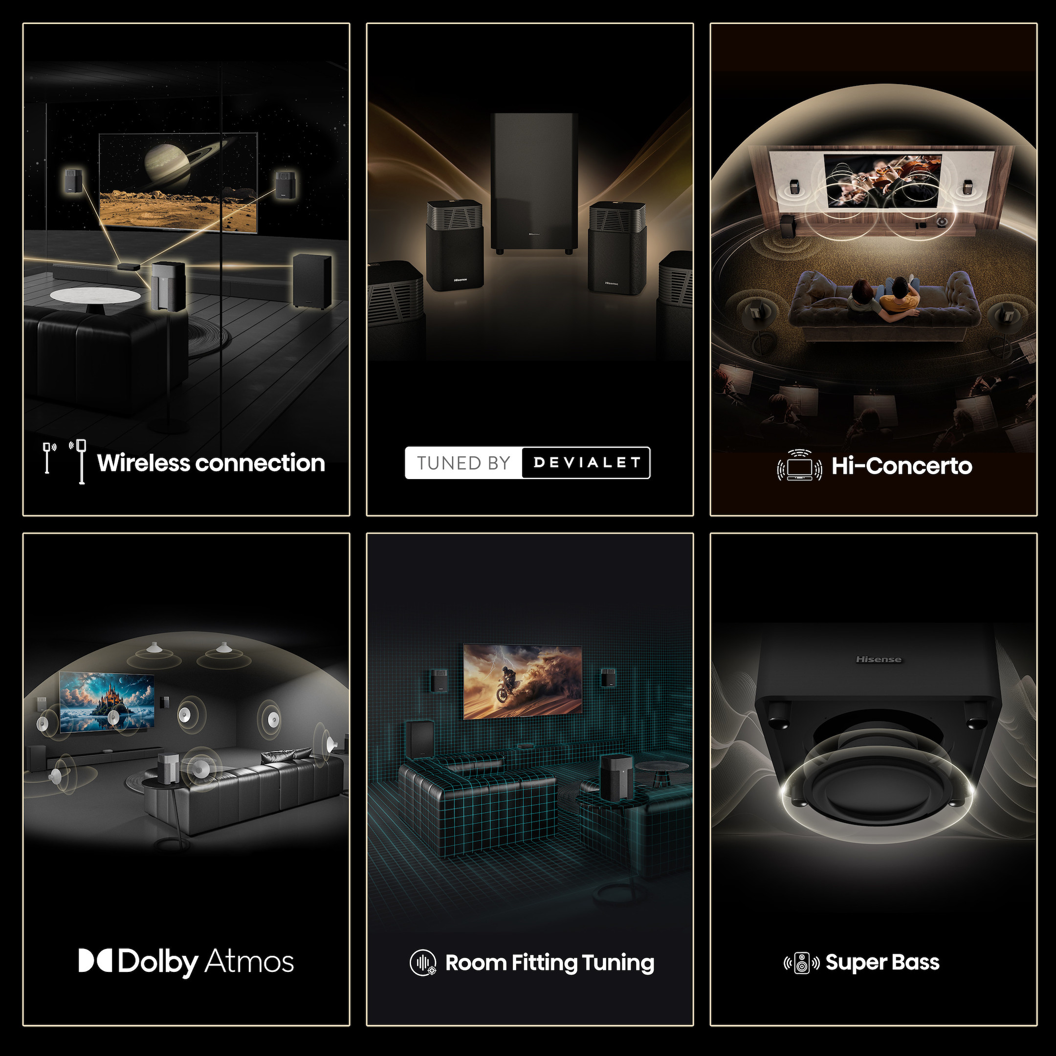 Hisense-HT-Saturn-4-1-2-Kanal-drahtloses-Heimkino-Lautsprecher-System-fur-kinoreifen-3D-Sound-zuhause-Demoware