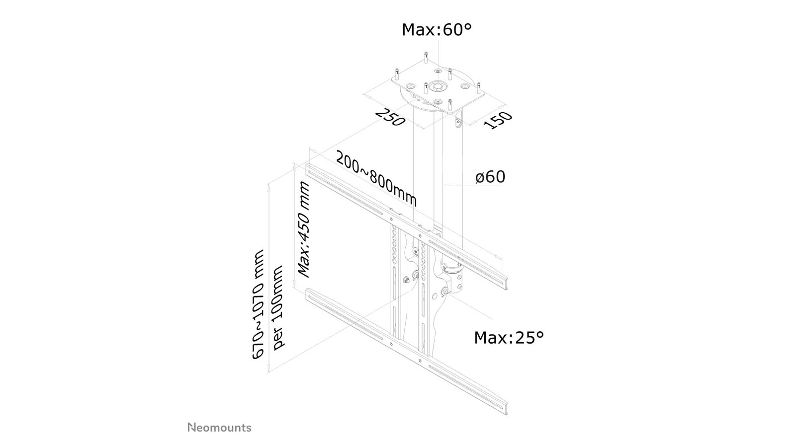 Neomounts-PLASMA-C100-Plafondbeugel-voor-monitor-tv-voor-1-scherm-37-75