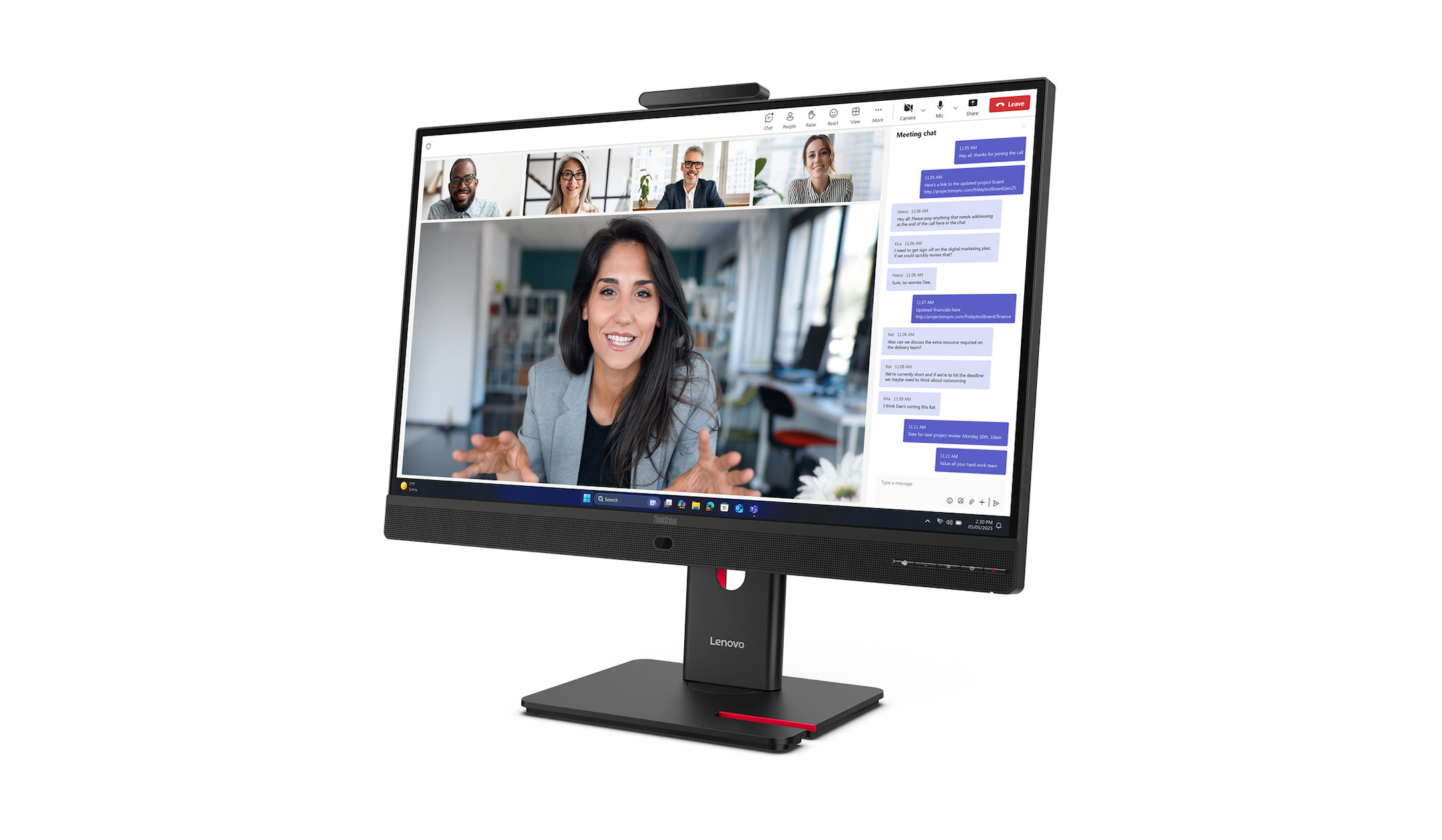 Lenovo-ThinkVision-T24-4v-23-8-Full-HD-Monitor-mit-5MP-Webcam-fur-Videokonferenzen
