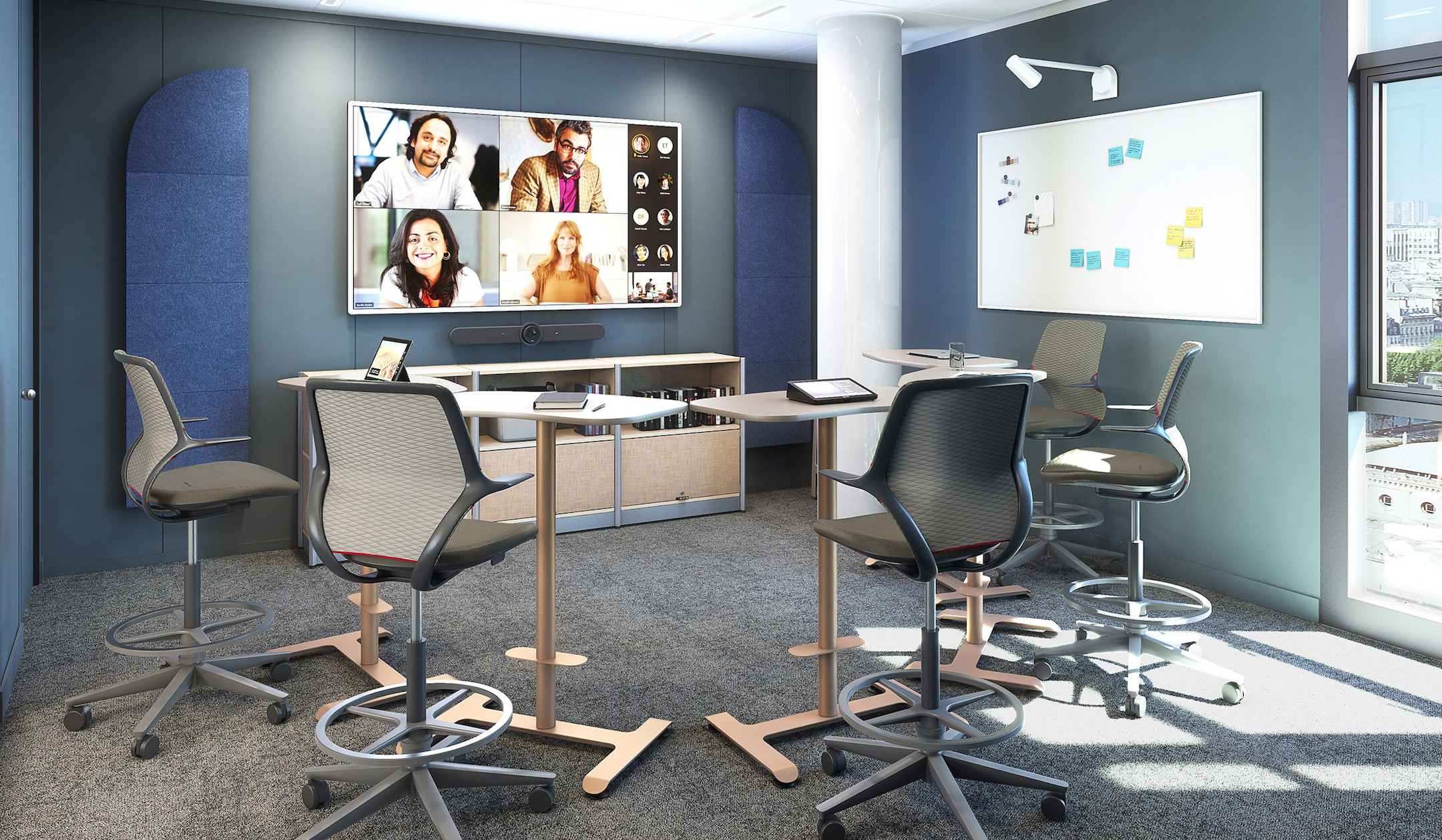 Steelcase-Flex-Einzeltisch-Chevron-in-Stehhohe