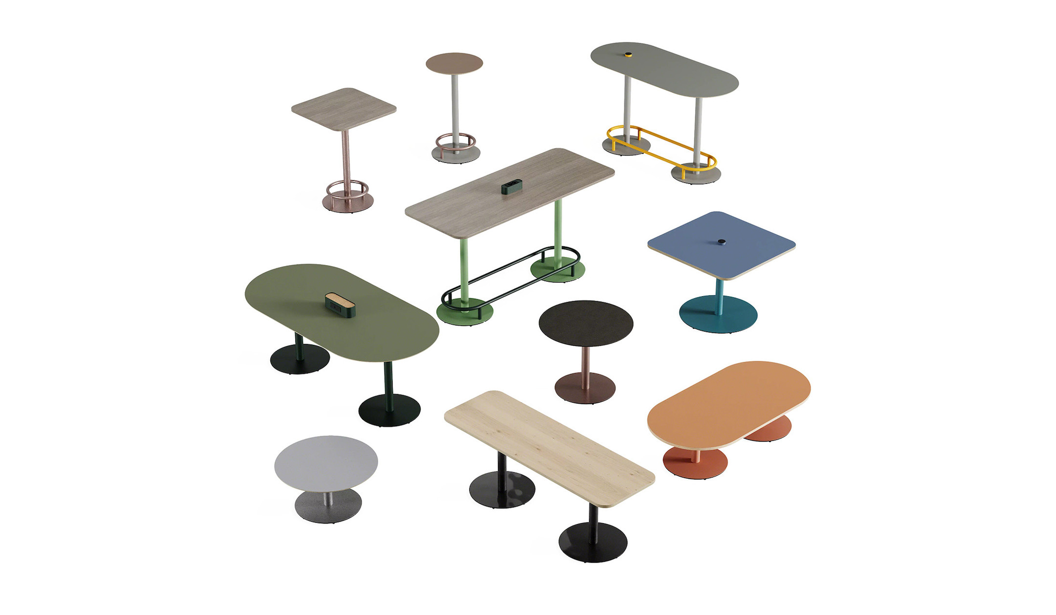 Steelcase-Obelos-Konferenztisch-in-Stehhohe-mit-Fussstutze-und-Power-Island-fur-aktive-Meetings