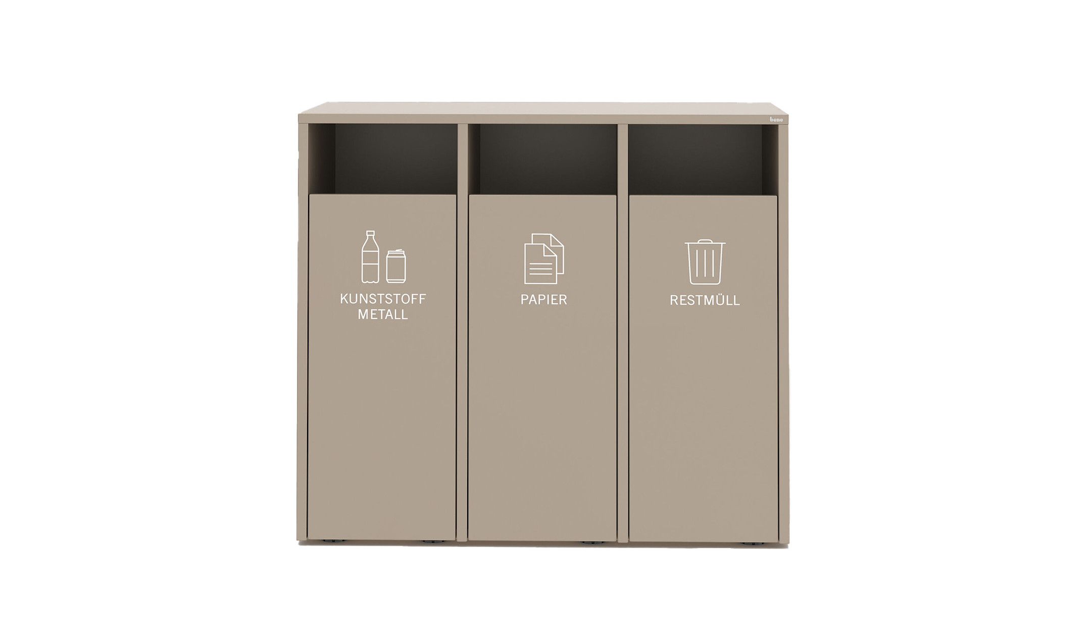 Bene-Recycling-Station-mit-bis-zu-drei-Abfallbehaltern-und-optionaler-Beschriftung