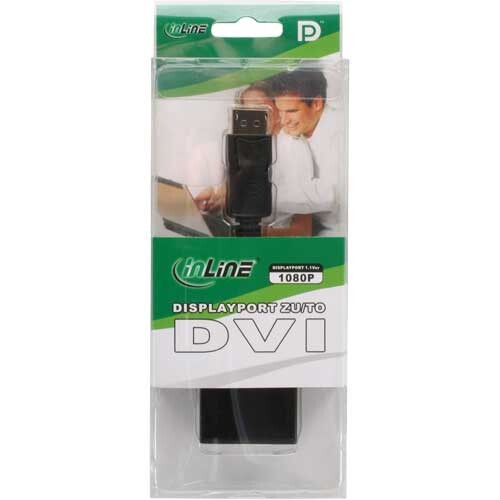 INLINE ® DisplayPort Adapterkabel, DisplayPort Stecker auf DVI-D 24+5 Buchse schwarz, 0,2m