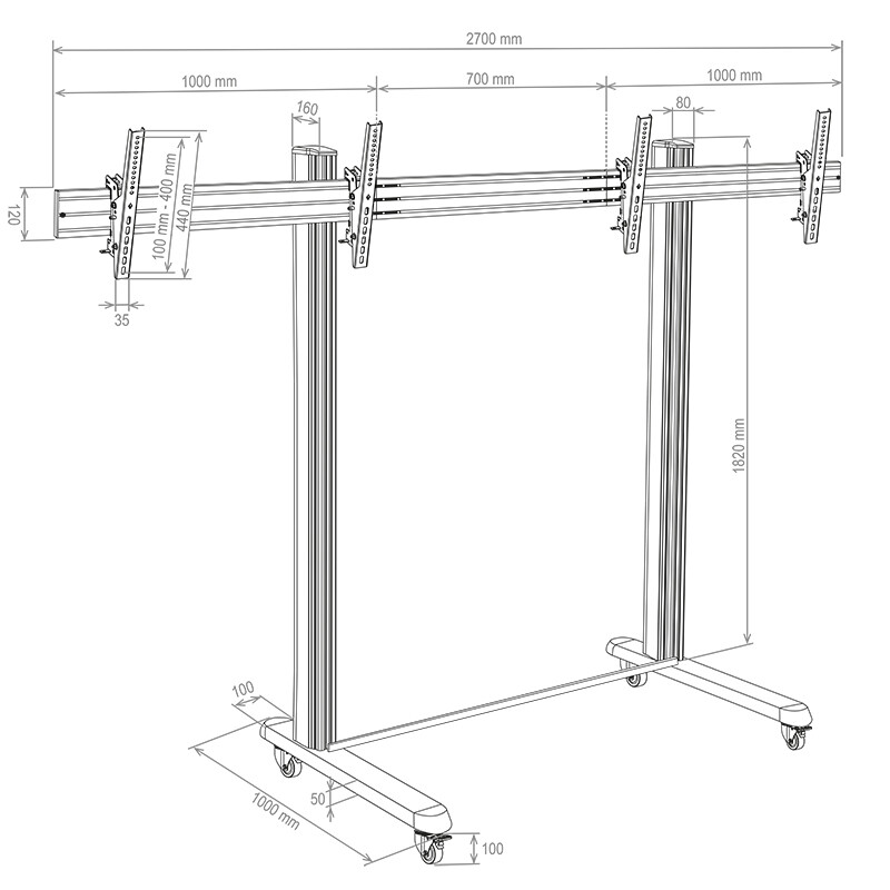 Hagor-BrackIT-Stand-Dual-XL-mobiel-Standsysteem-voor-2-monitoren-55-75-max-Vesa-800x600-max-gewicht-90kg